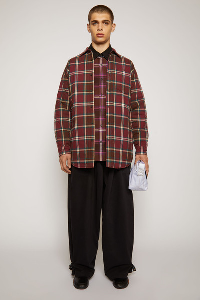 Acne Studios Checked quilted overshirt burgundy/beige outlook