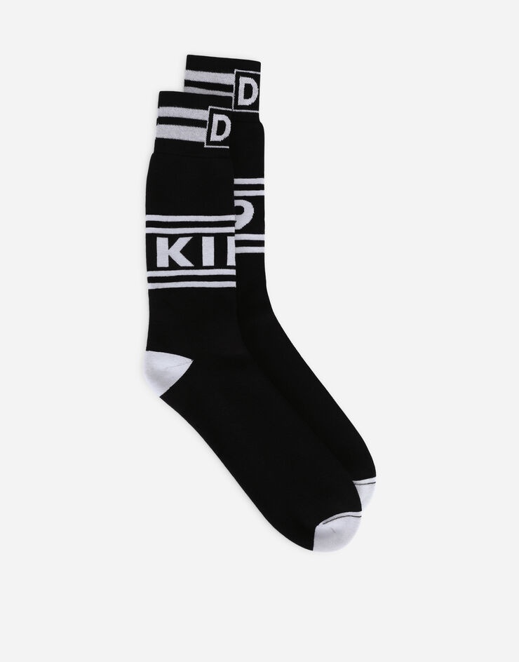 Stretch cotton socks with jacquard DG logo - 1