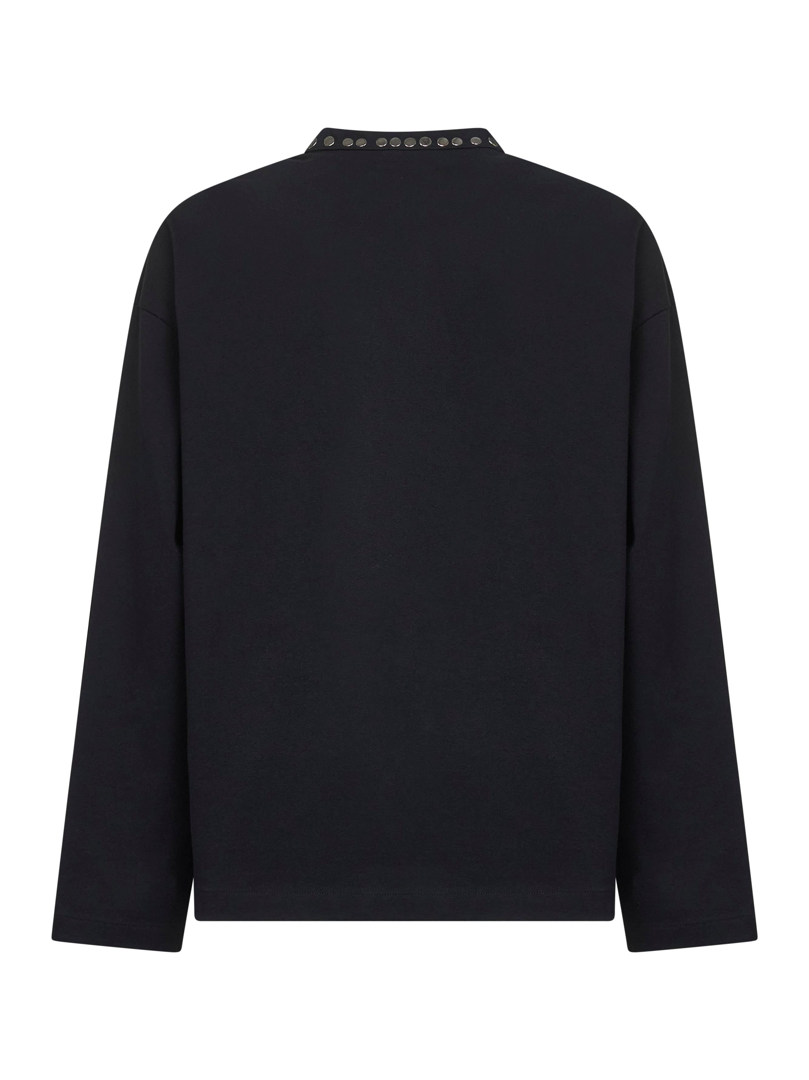 Black cotton studded T-shirt - 2