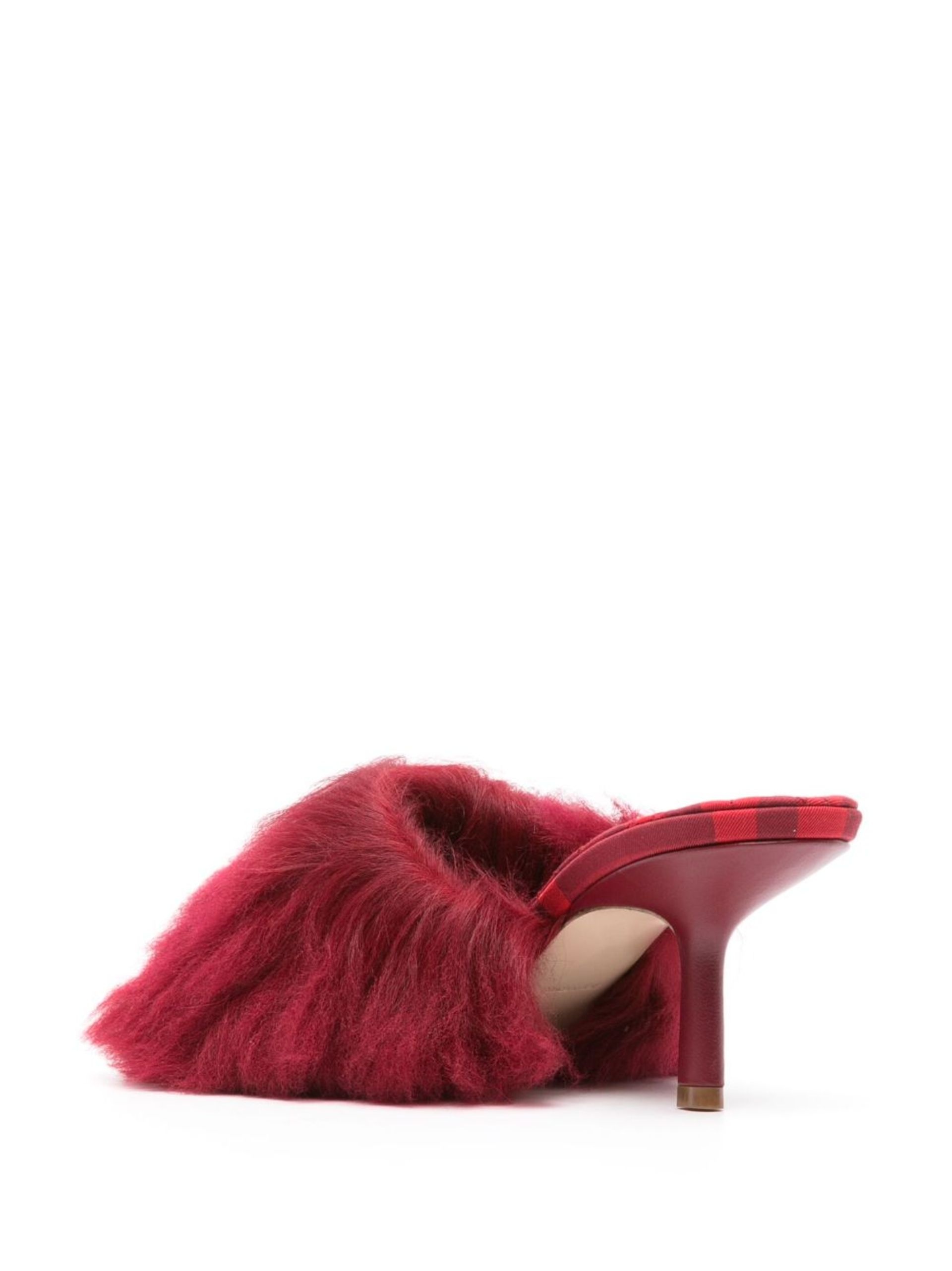 Red Jackie 65 Shearling Mules - 3