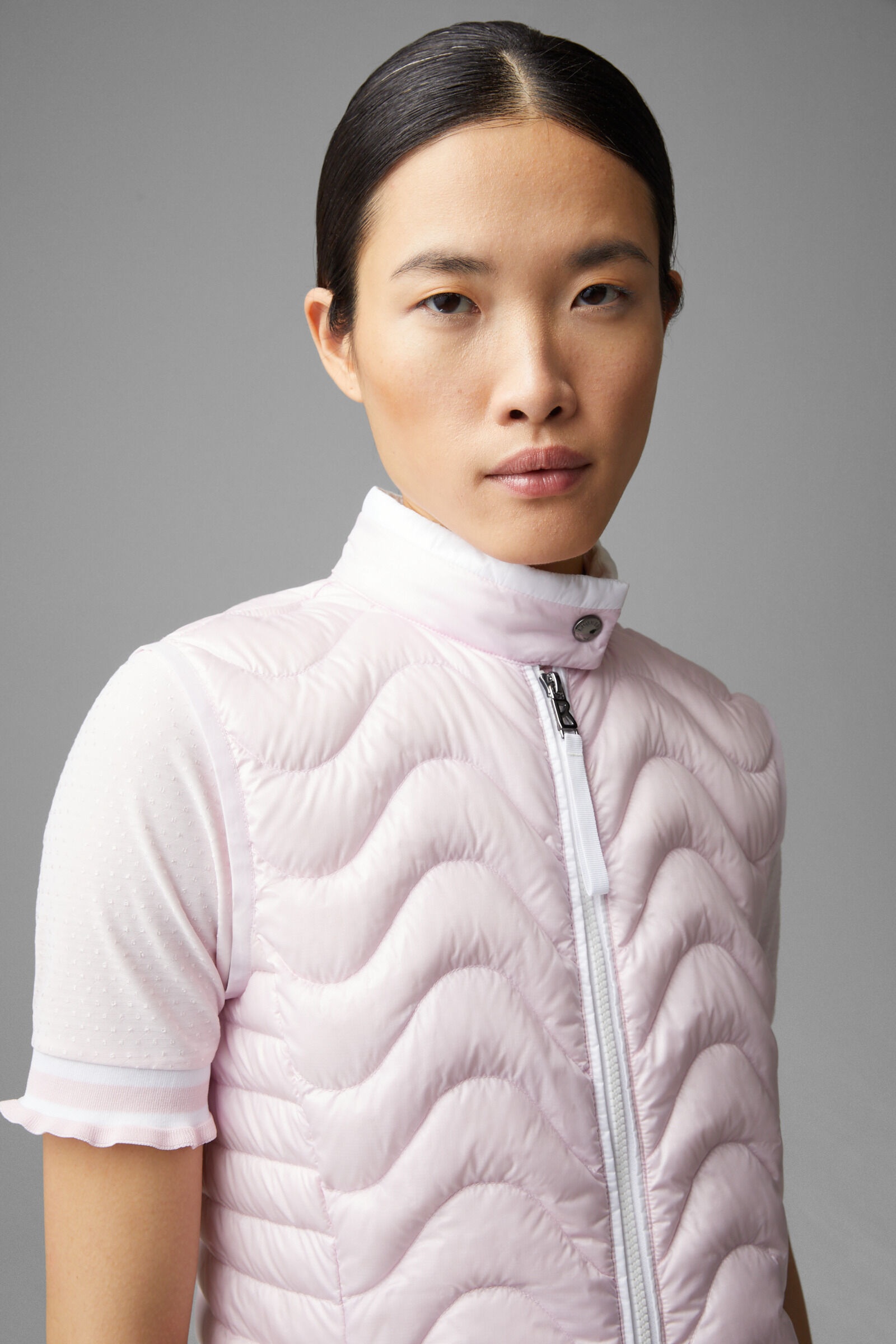 Kleo lightweight down vest in Pink/White - 5