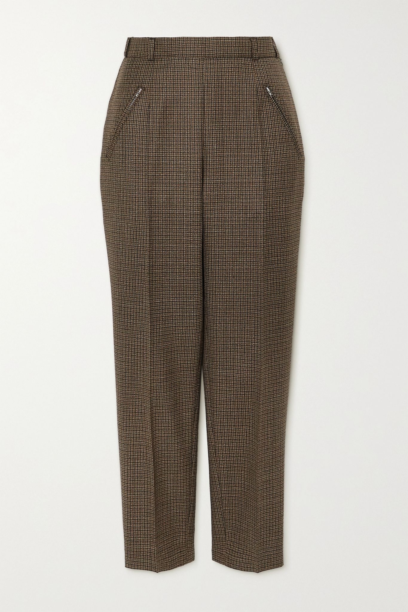 Cropped houndstooth wool straight-leg pants - 1