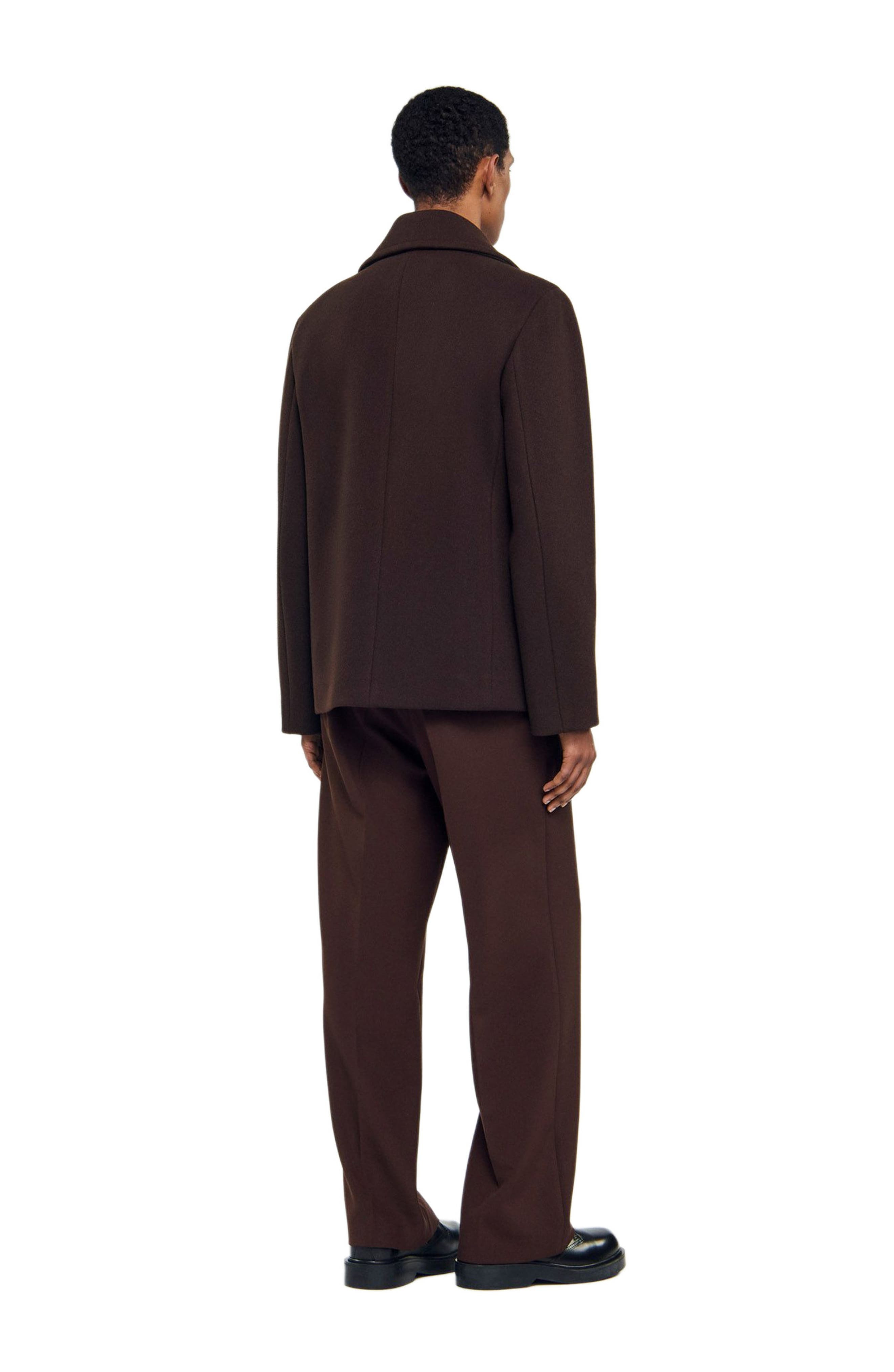 SANDRO Wool pea coat in Chocolate at Nordstrom - 2