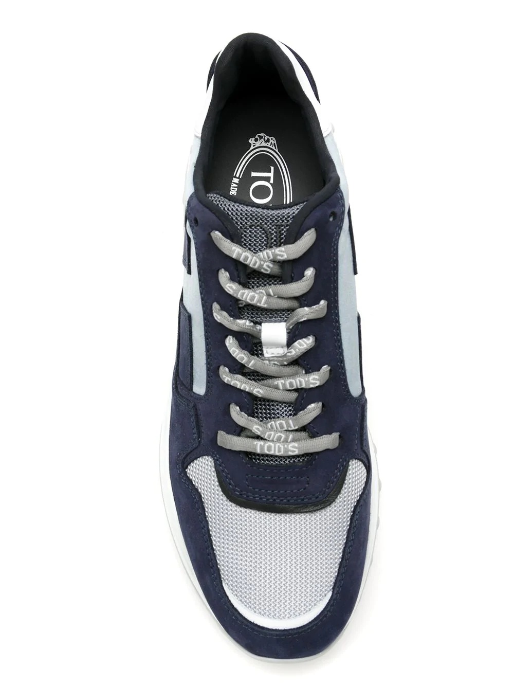 panelled leather sneakers - 4