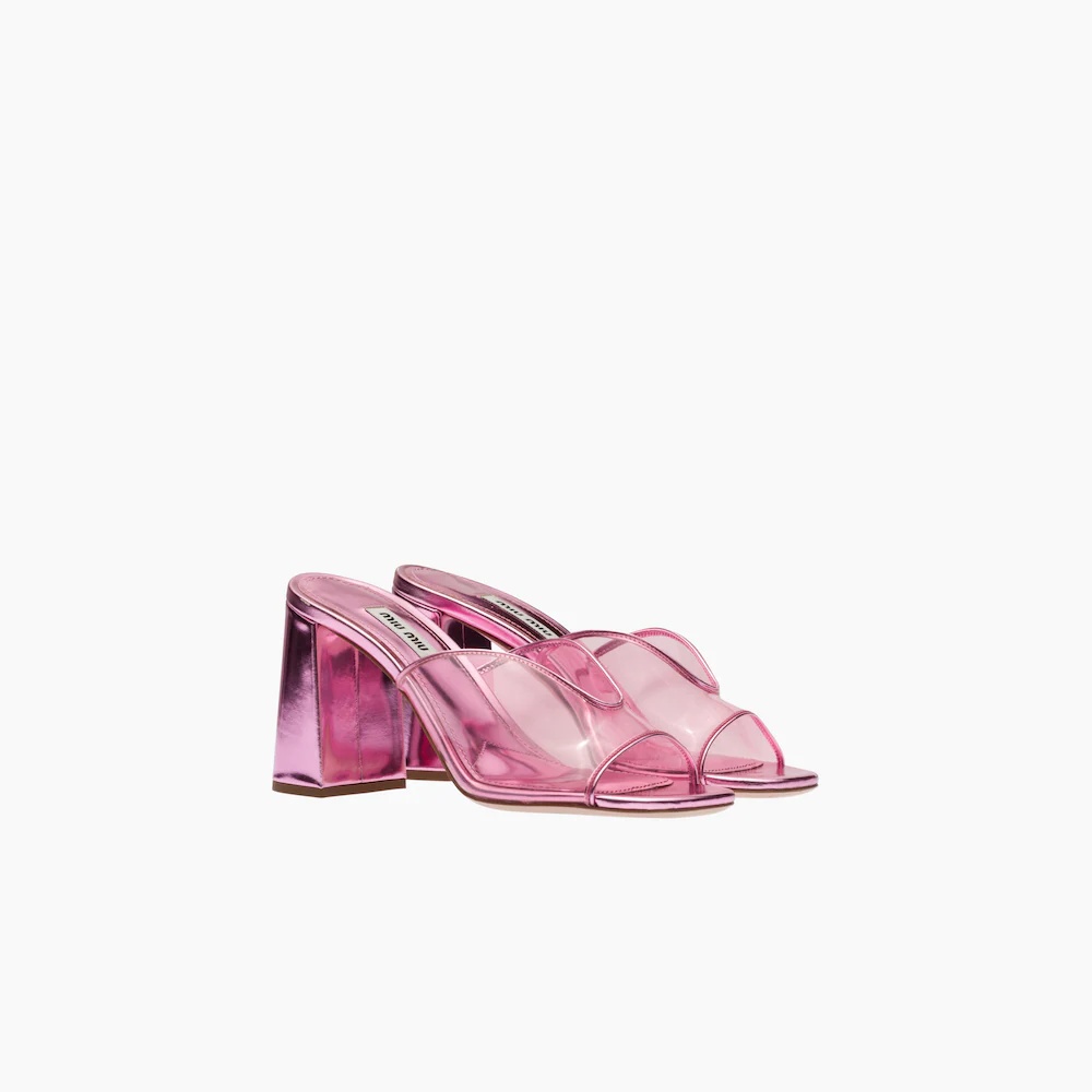 Plexiglas and metallic leather sandals - 1