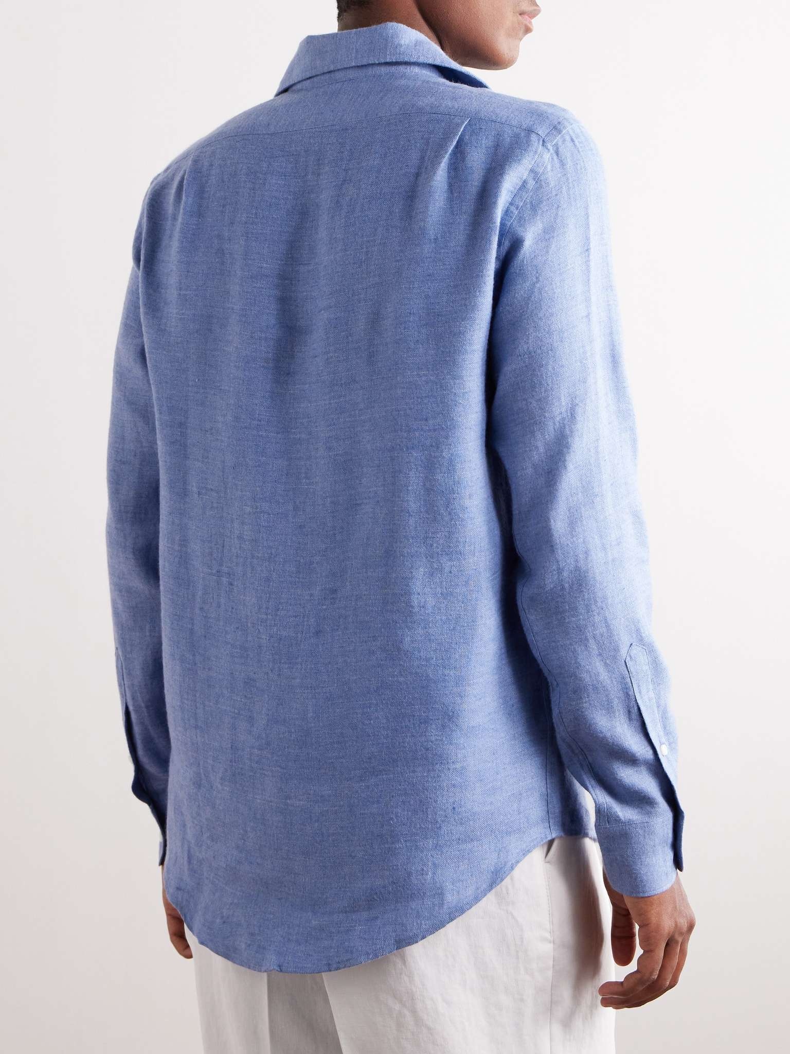 Cutaway-Collar Brushed Linen Shirt - 4