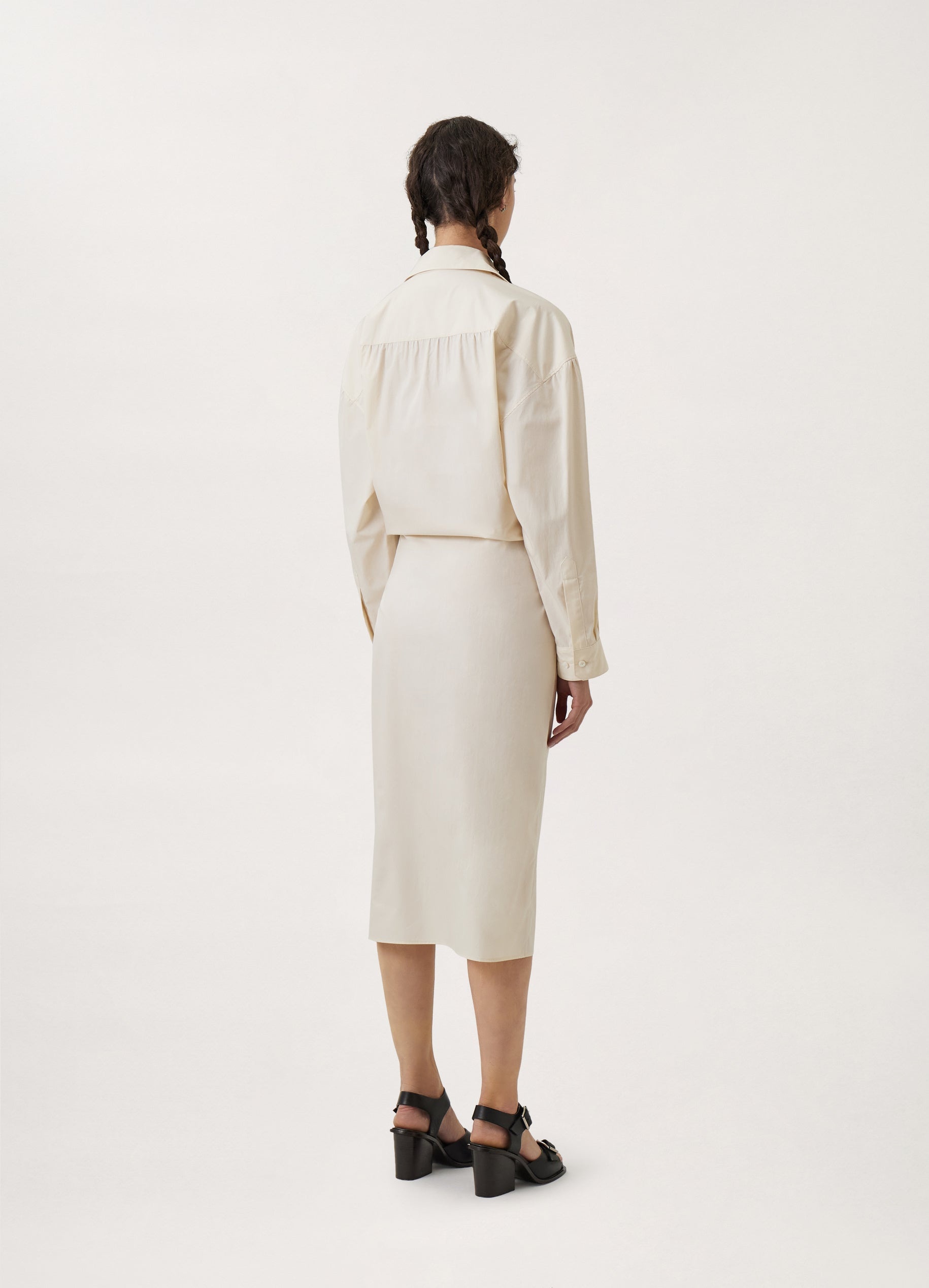 STRAIGHT COLLAR TWISTED DRESS
COTTON POPLIN - 4