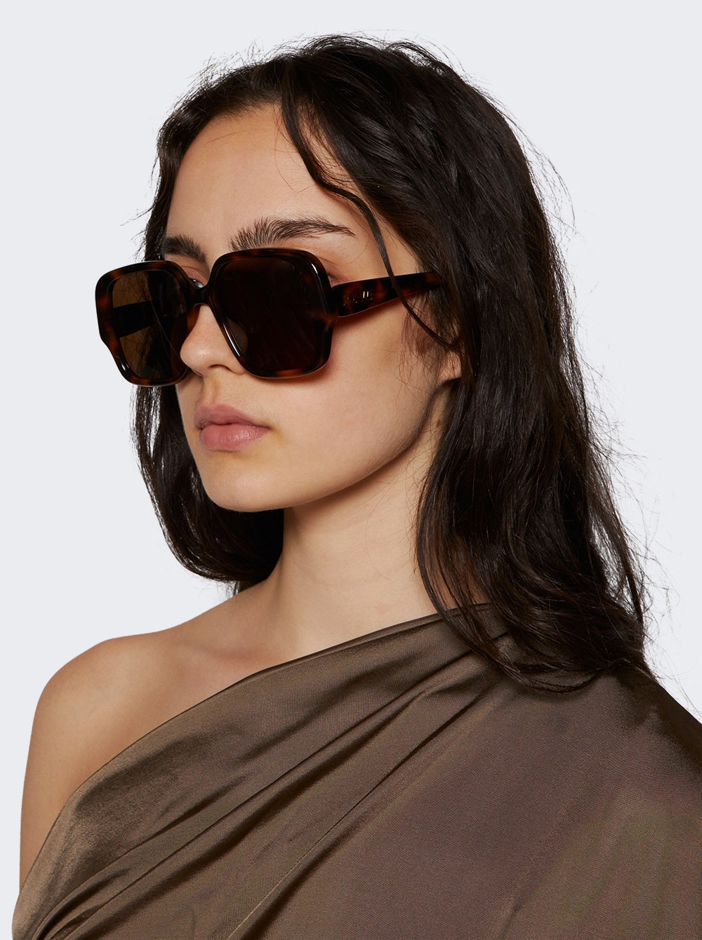 Thin Square Sunglasses Havana Brown - 3