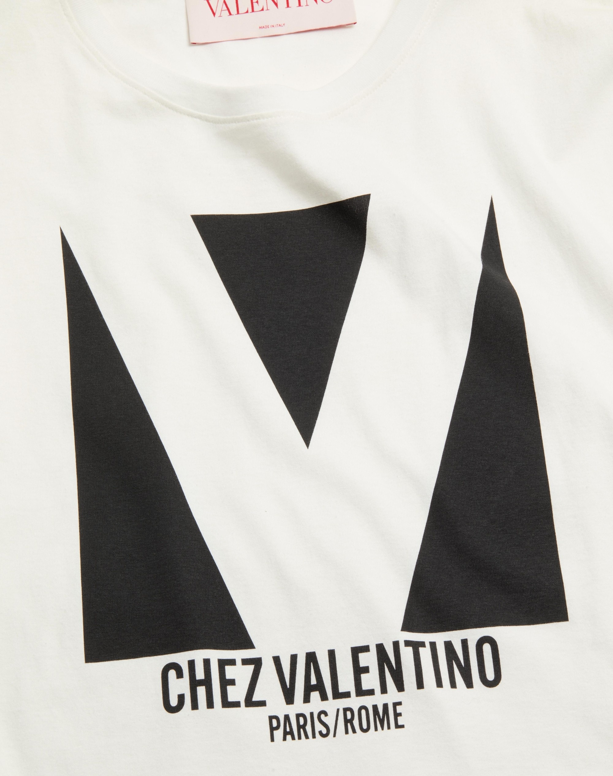 VALENTINO Cotton t-shirt with chez valentino print シェ Jersey Cotton T-shirt With Chez Valentino Print for Woman in