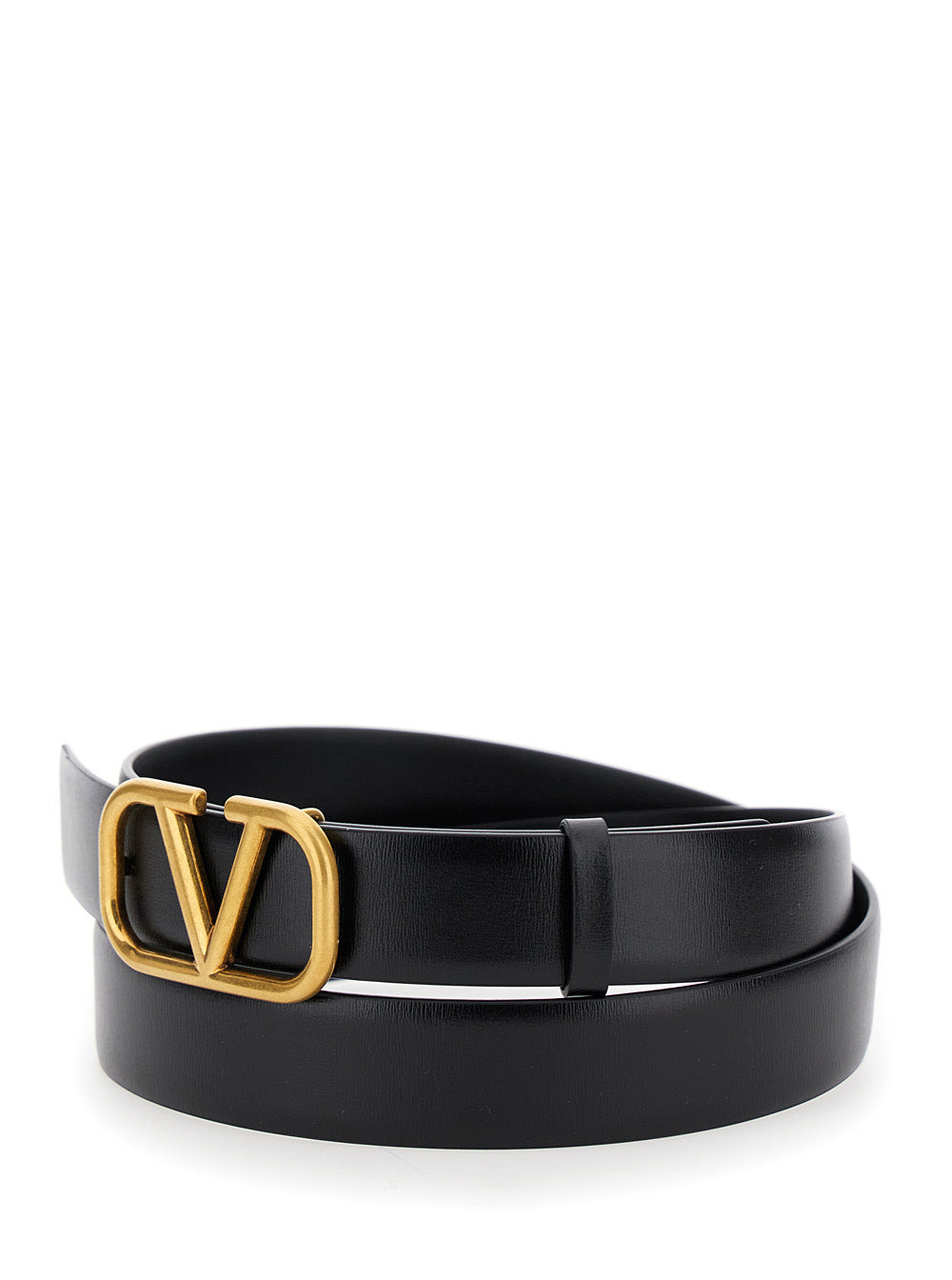 Valentino Garavani Men Black Belt With 'V Logo Signature' Buckle In Leather Man Valentino Garavani - 2