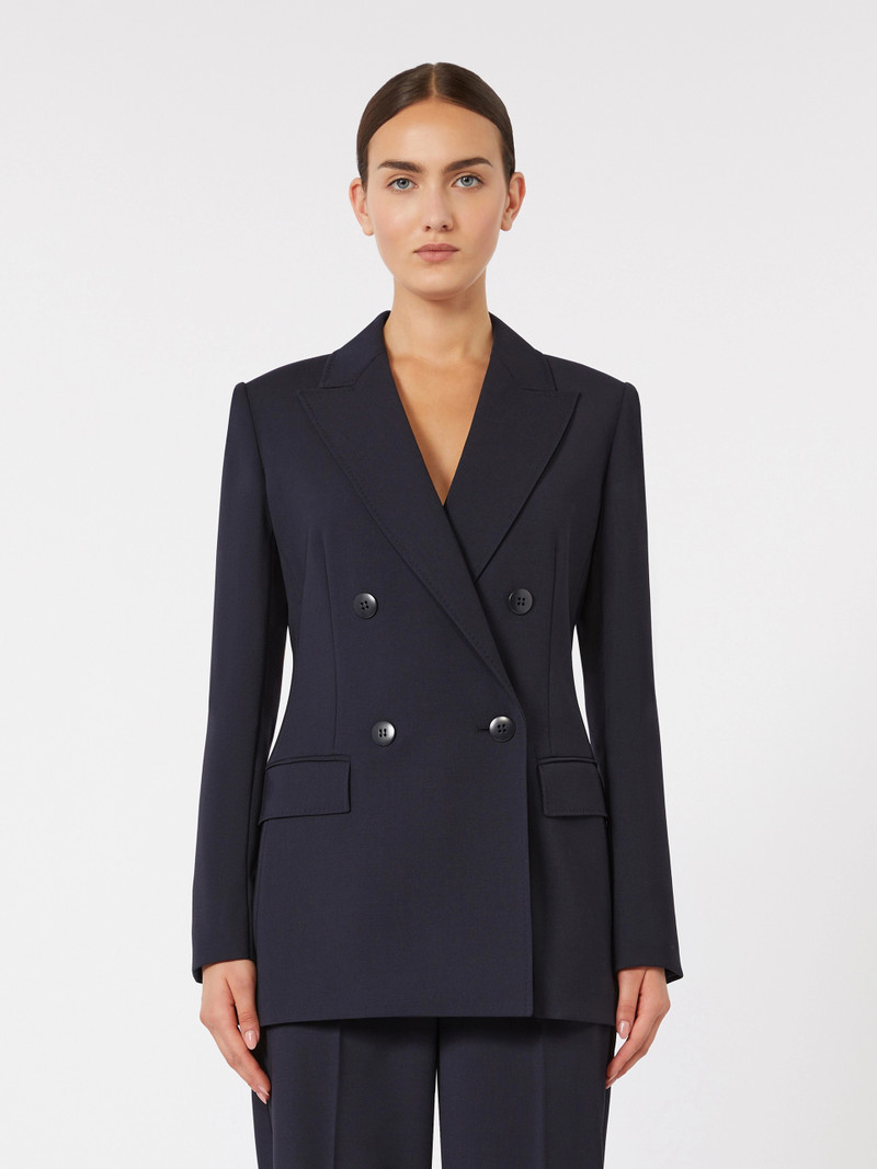 GREMBO Fitted wool crepe blazer - NAVY 3