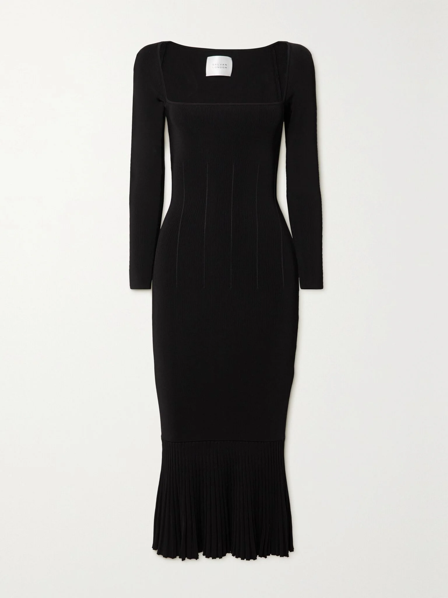 Atalanta ribbed-knit midi dress Black - 1