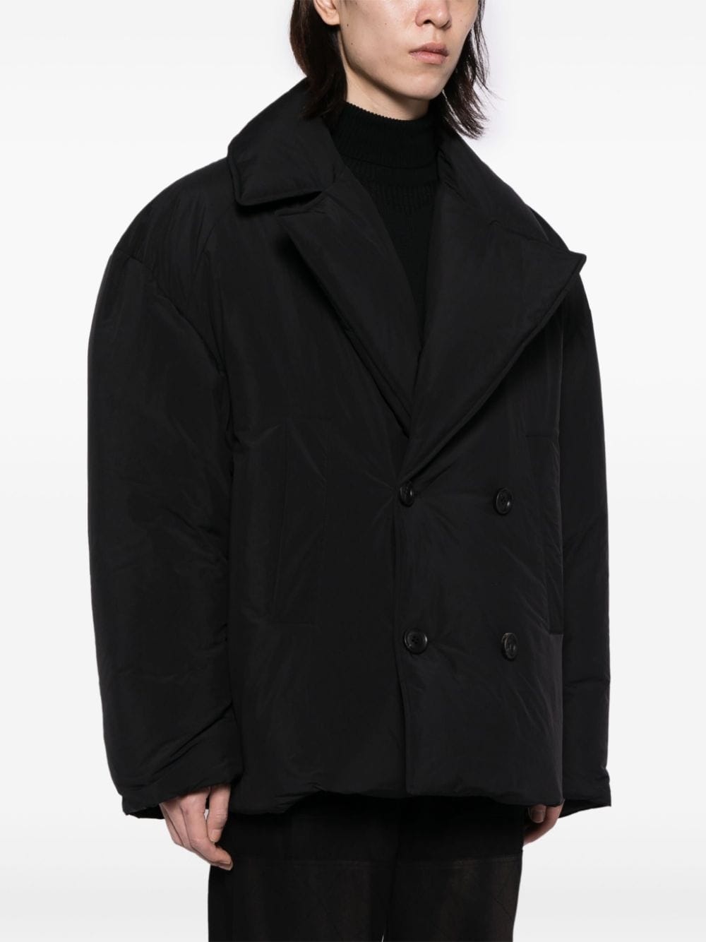 notched-lapels padded jacket - 3