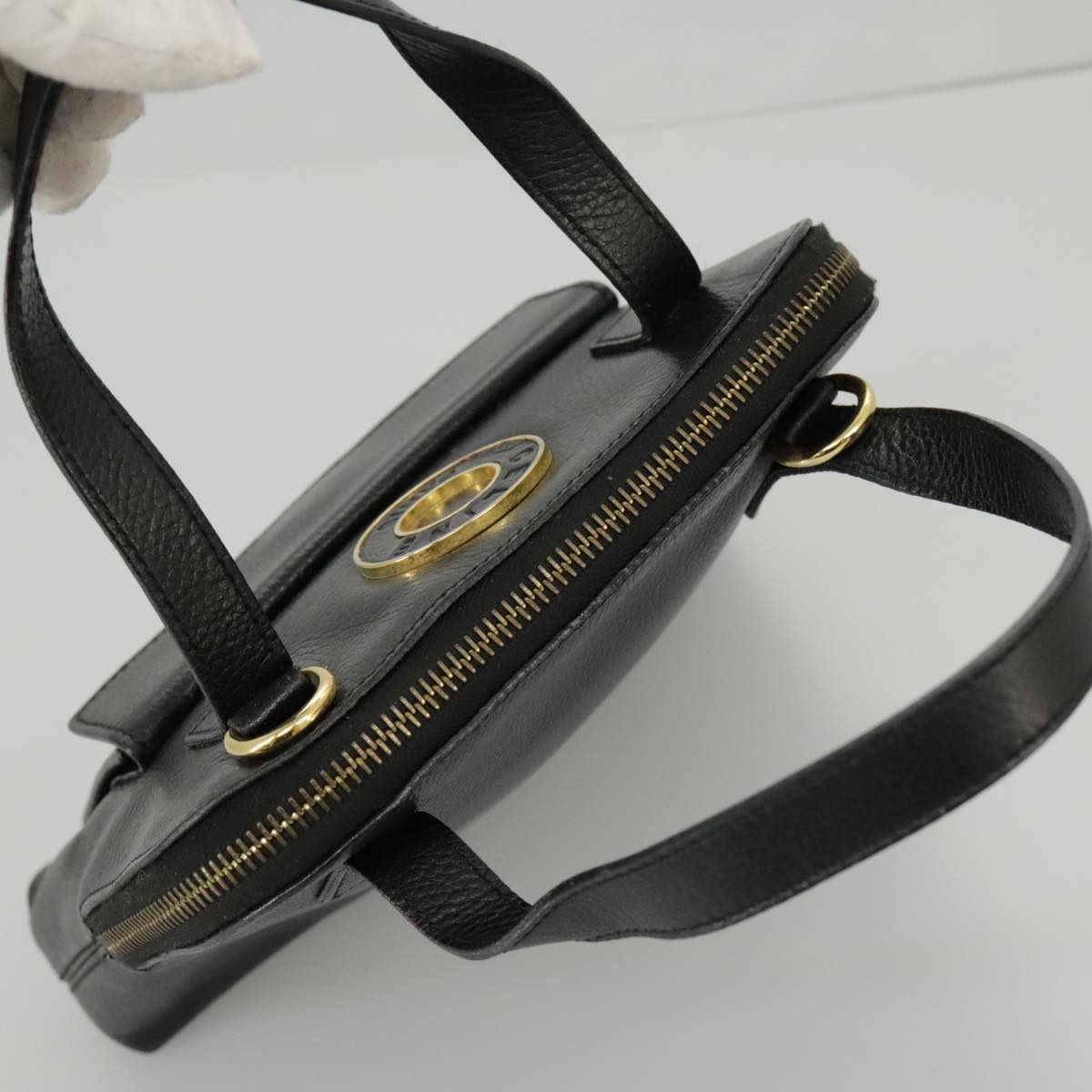 CELINE Hand Bag Leather Black Gold - 6