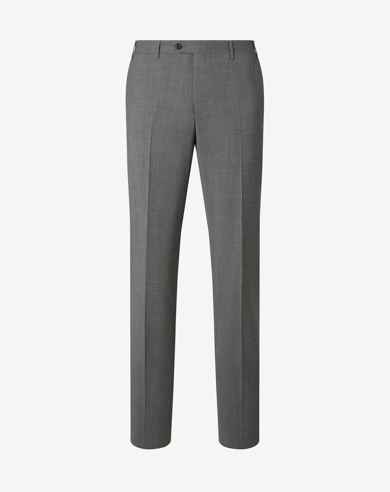 Melange grey stretch wool bengaline trousers 1