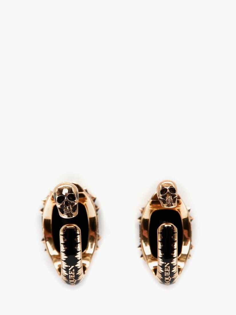 Enamel Jewelled Earrings in Antique Gold - 3