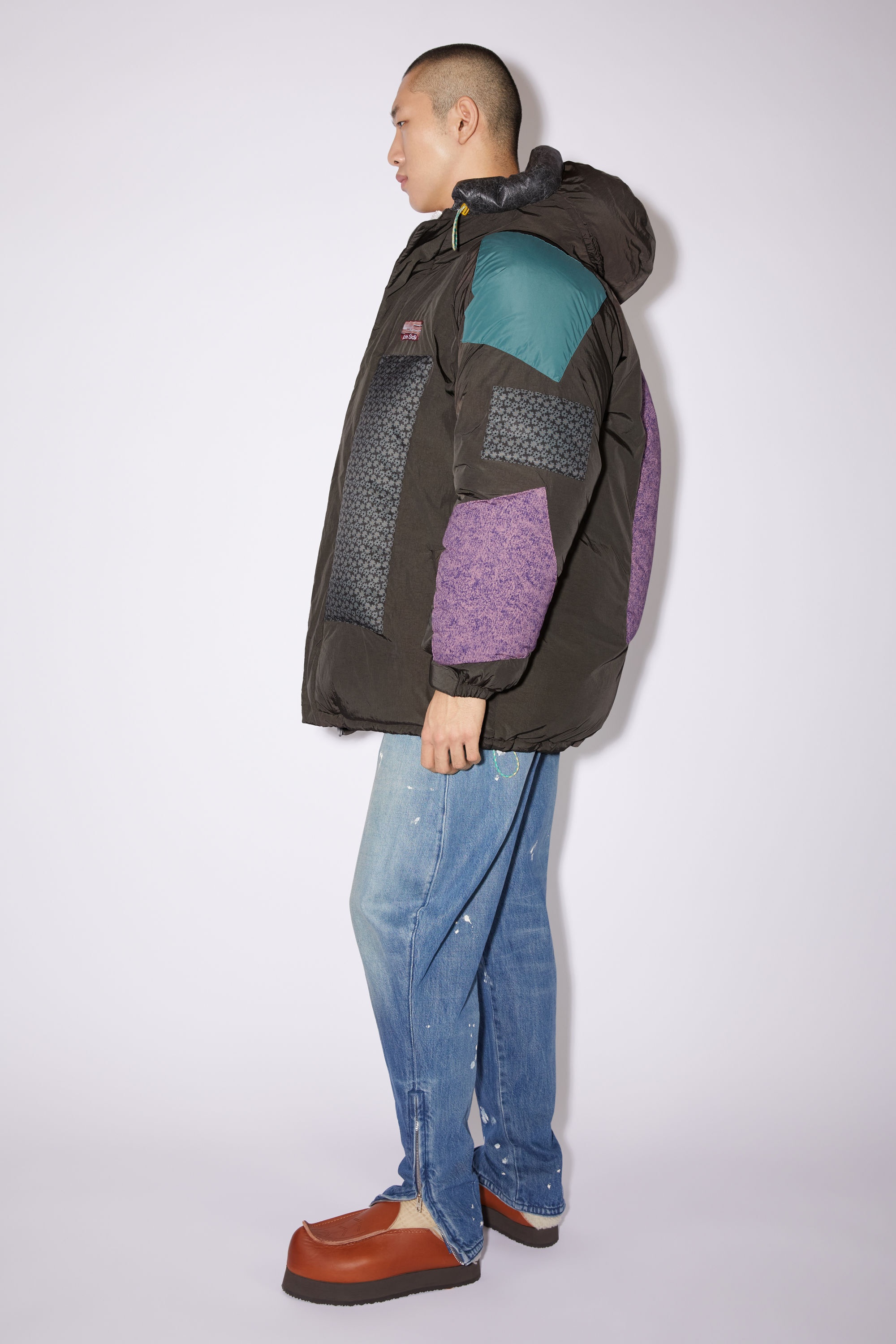 Acne Studios Hooded ripstop puffer jacket - Dark khaki/multi