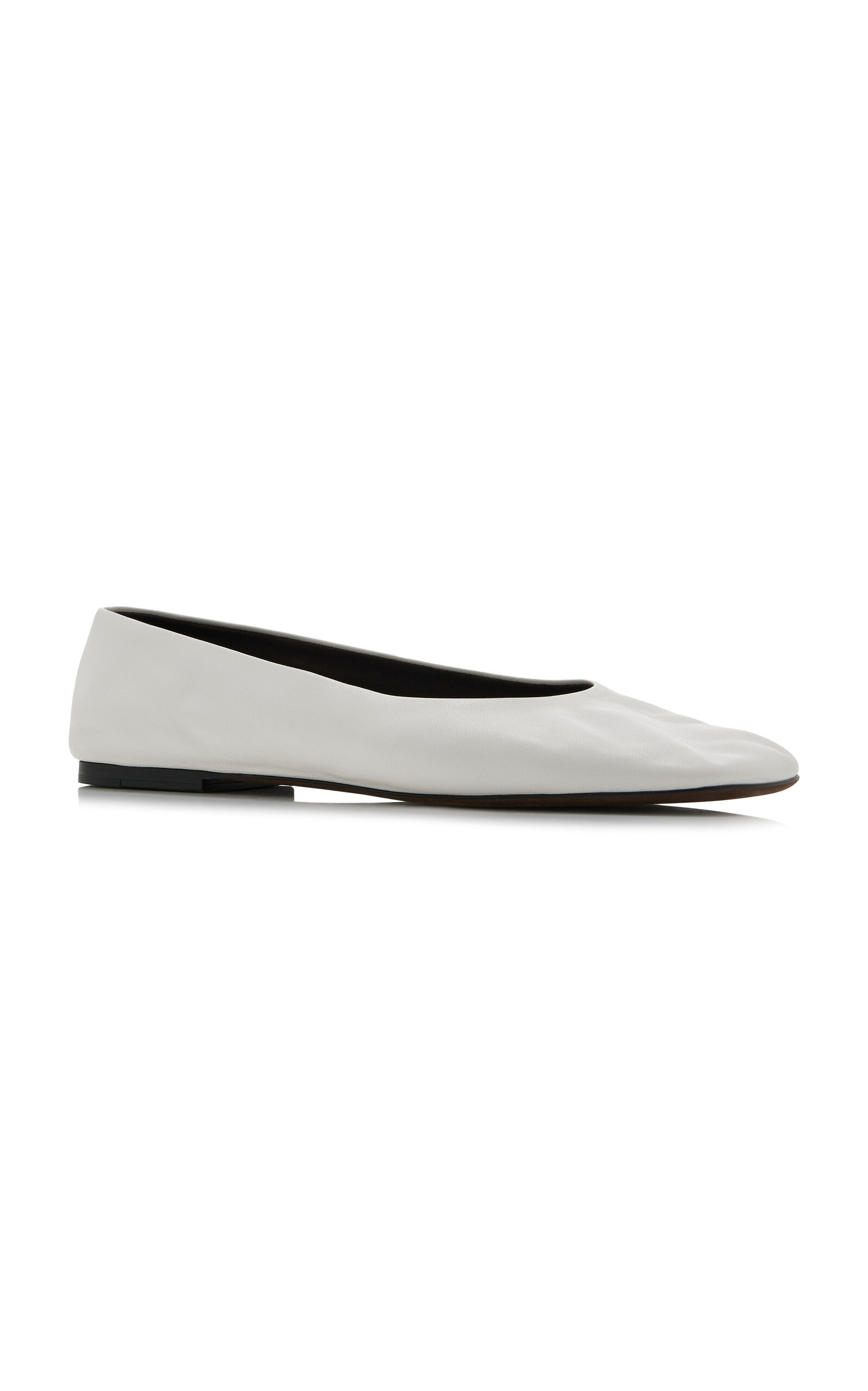 Square Leather Ballet Flats white - 4