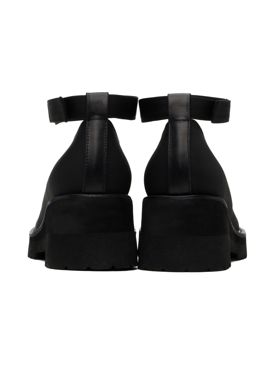 Black Round Toe Strap Ballerina Flats - 2