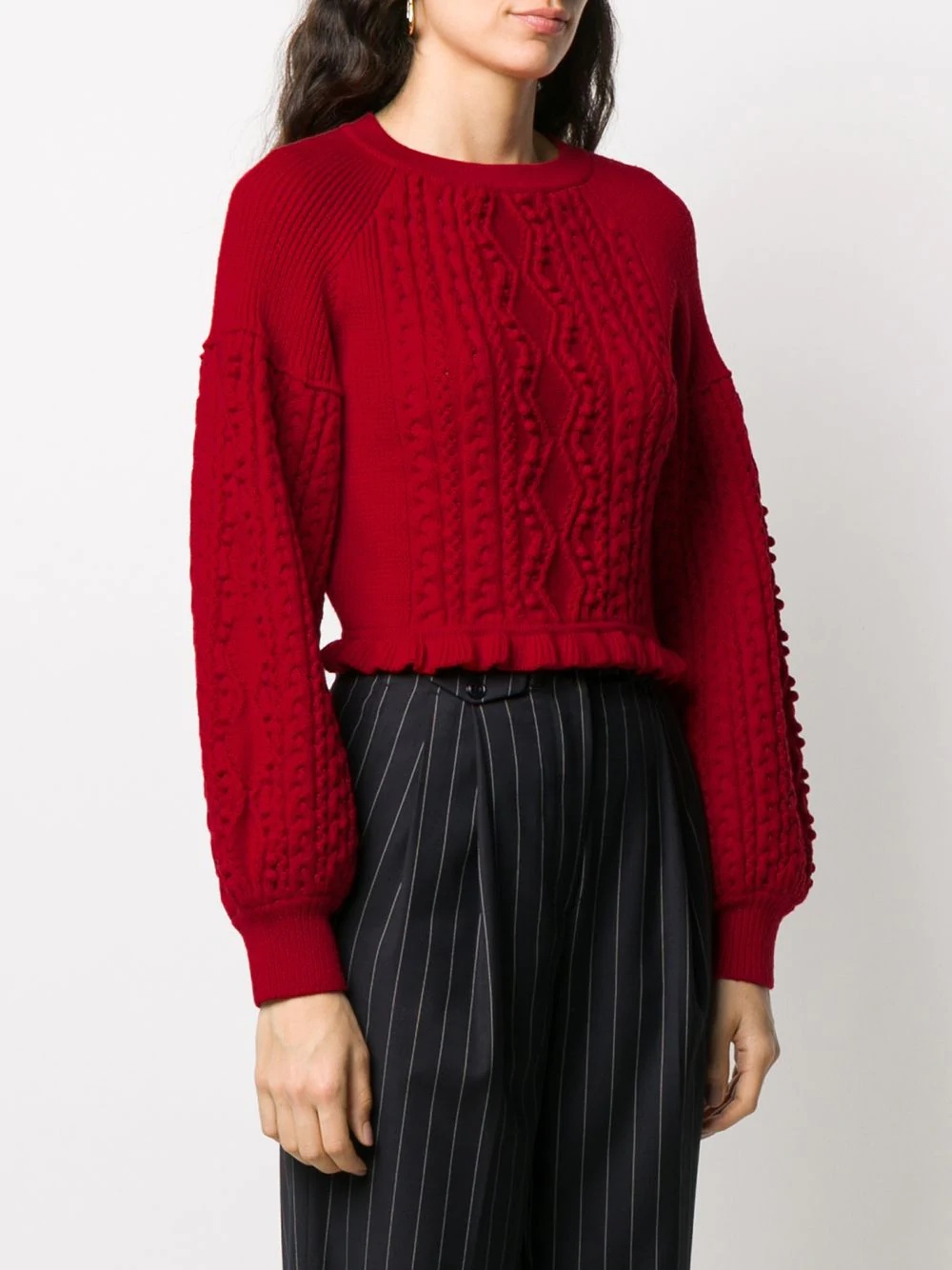 balloon-sleeve cable knit sweater - 3