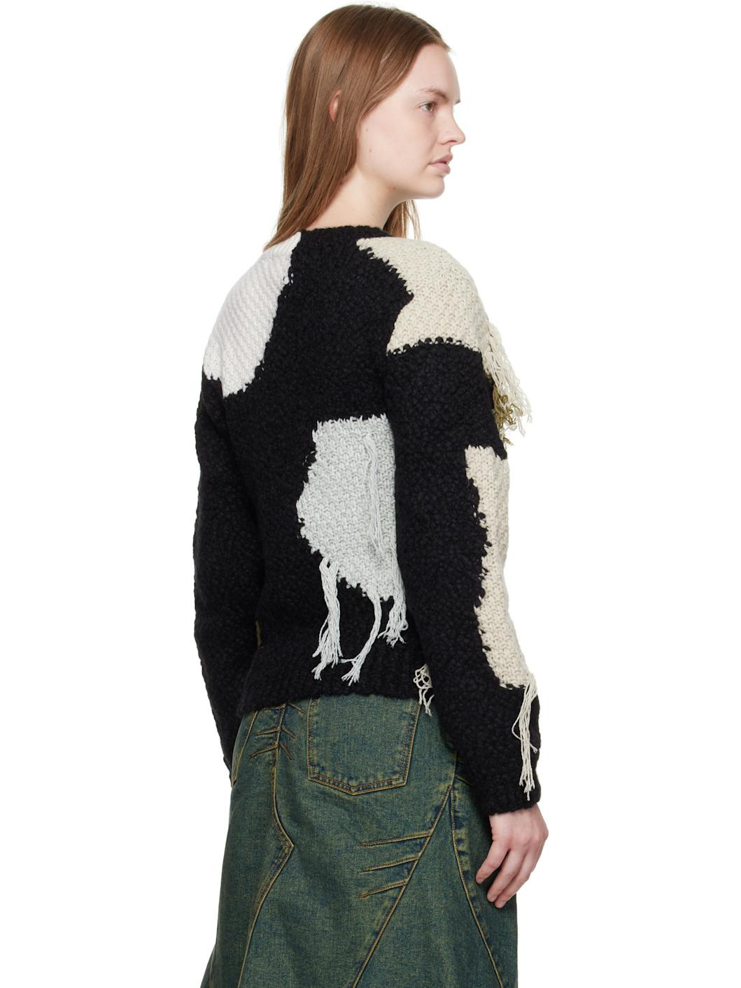 Black Sylvia Abstract Patchwork Sweater - 3