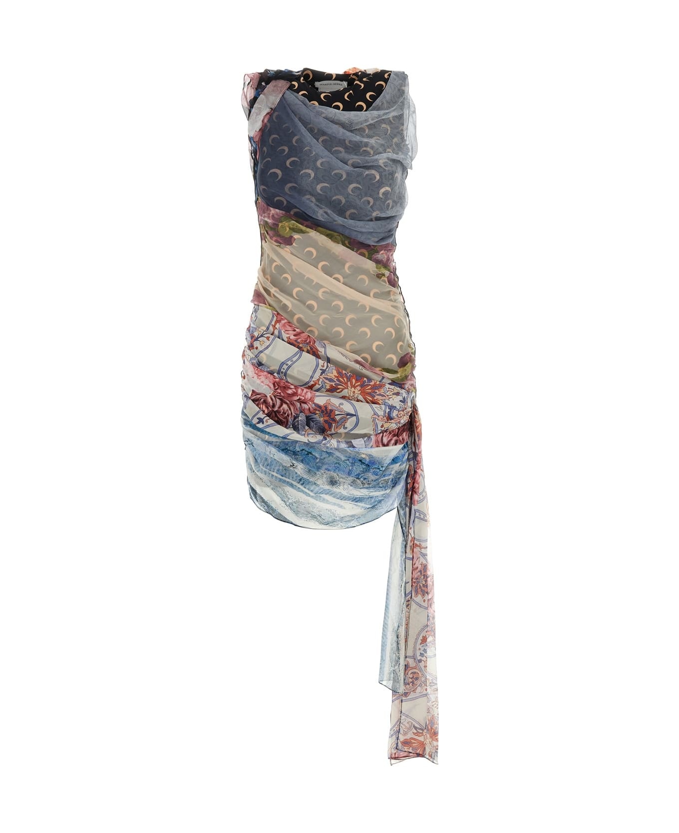 Marine Serre Upcycled Silk Scarves Draped Dress | italist