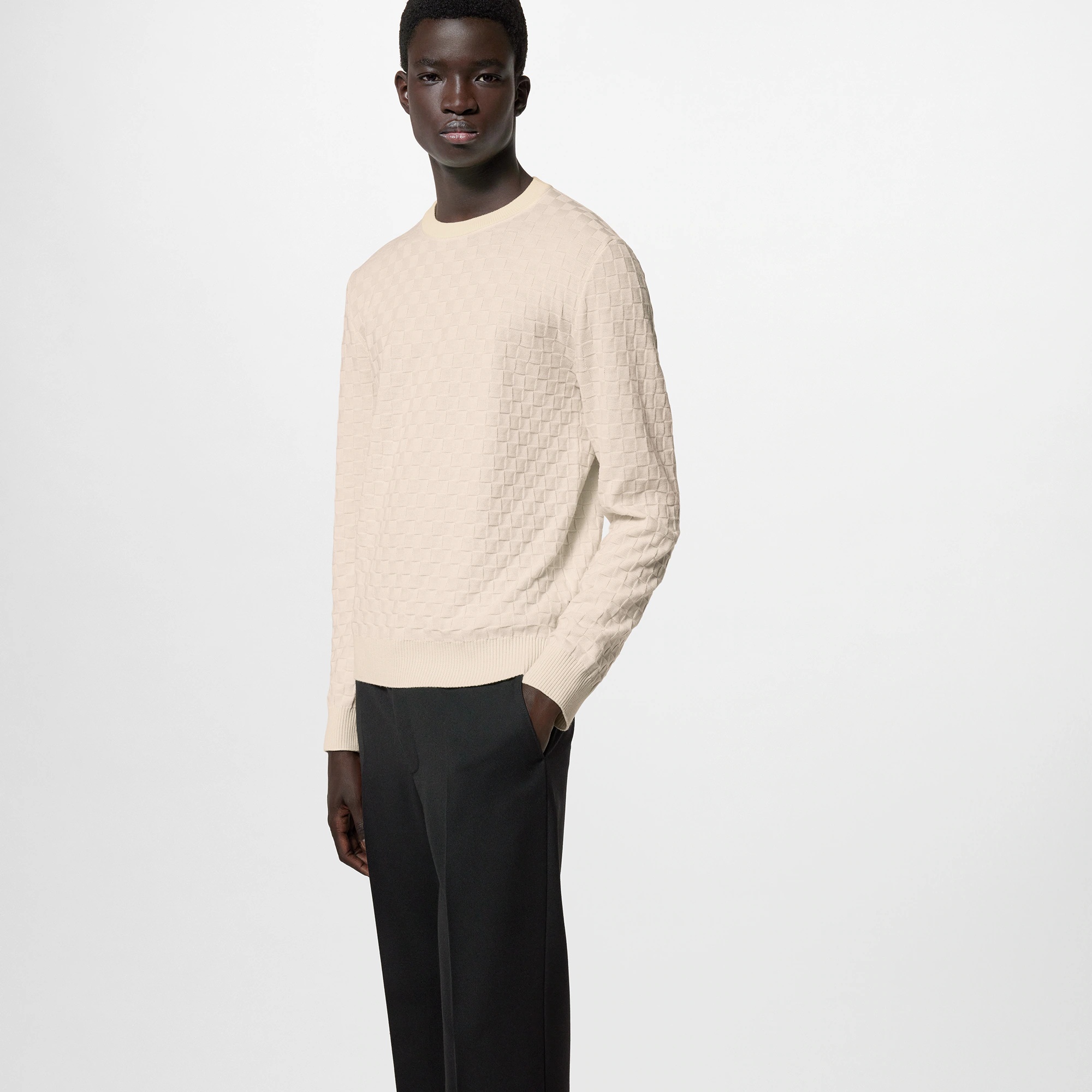 Damier Wool Long-Sleeved Crewneck - 5