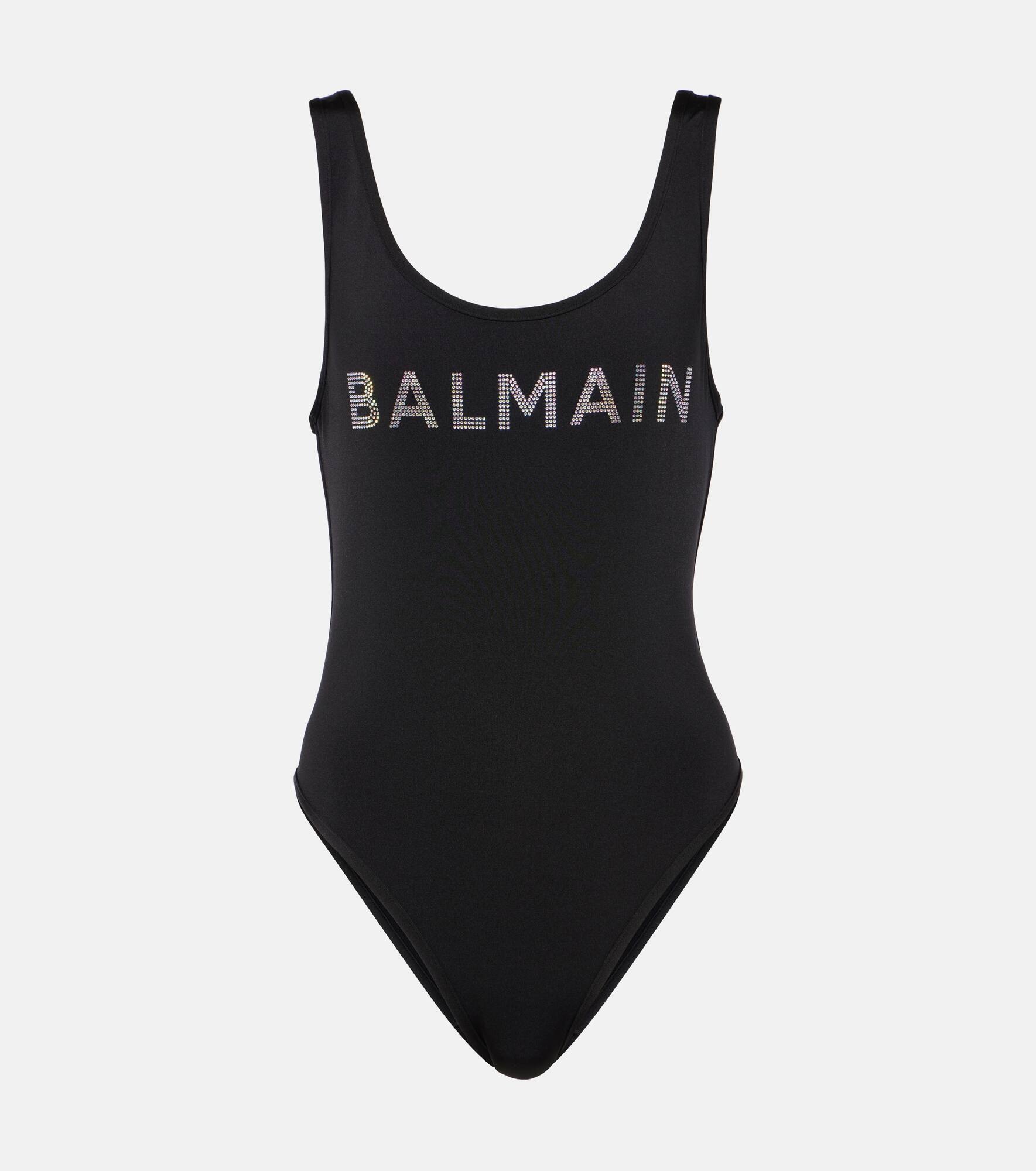 Logo embellished swimsuit - 1