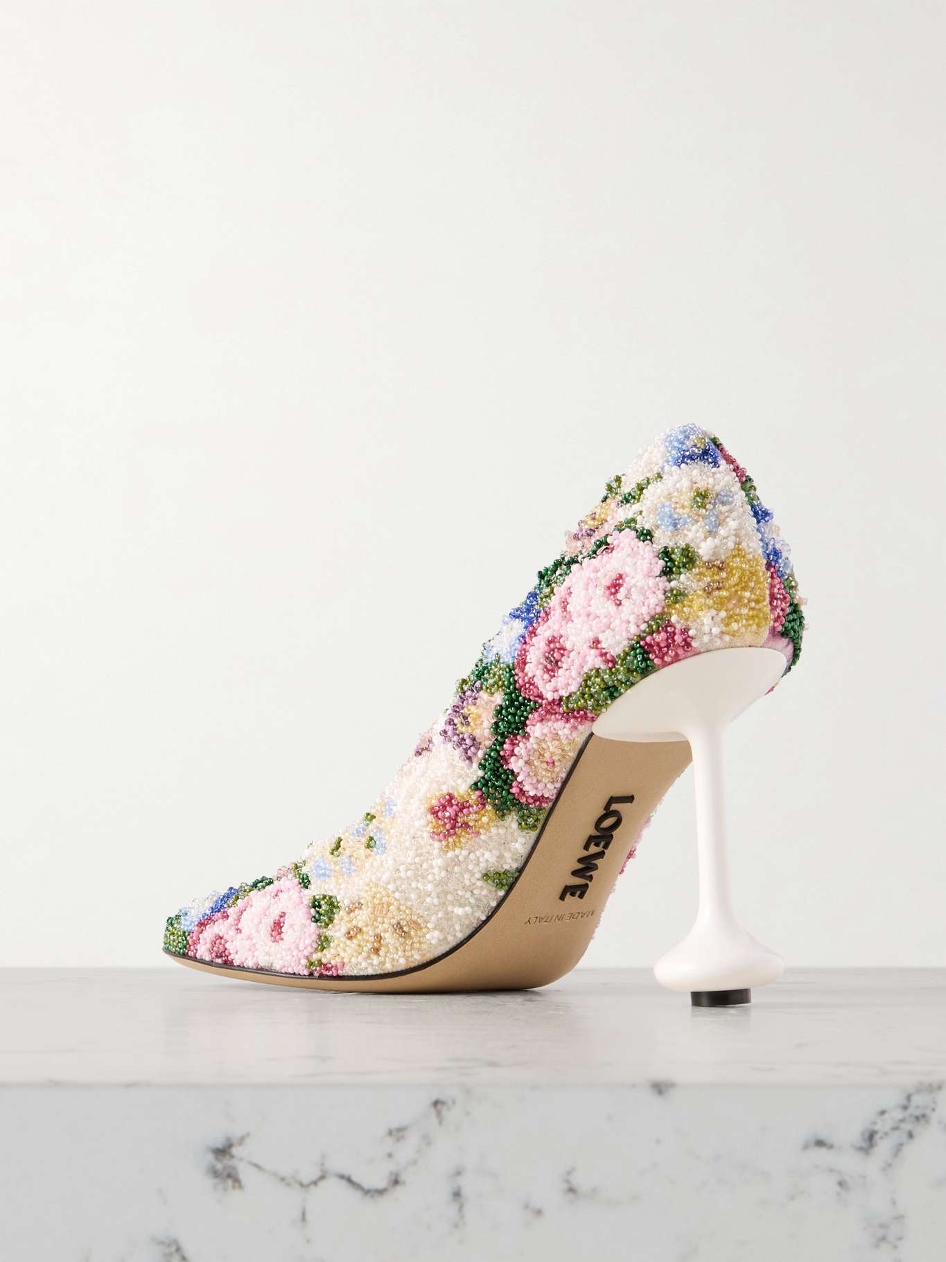 Toy bead-embellished printed canvas pumps - 4