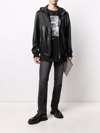 PHILIPP PLEIN leather panelled jacket outlook