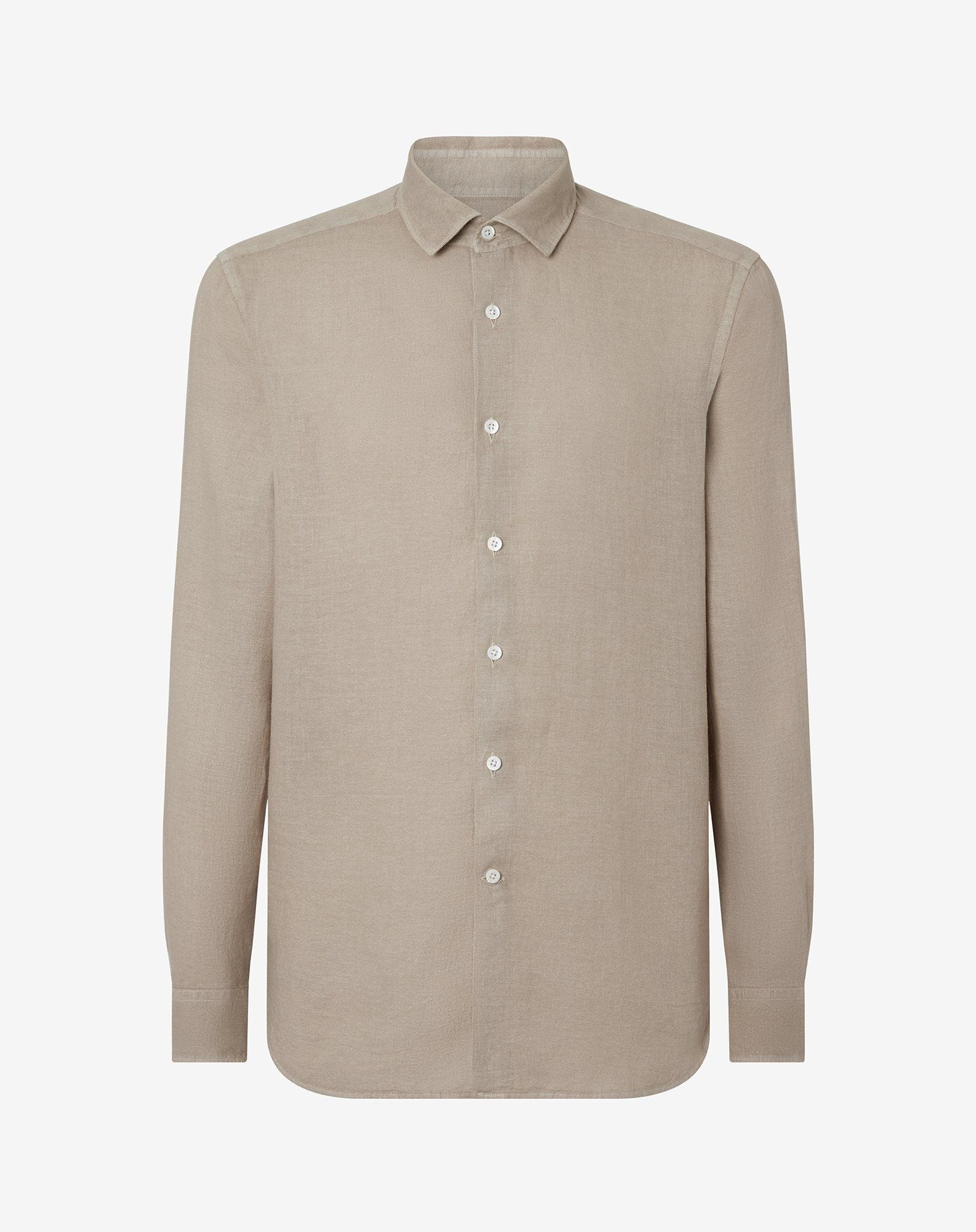 Beige pure linen shirt - 1