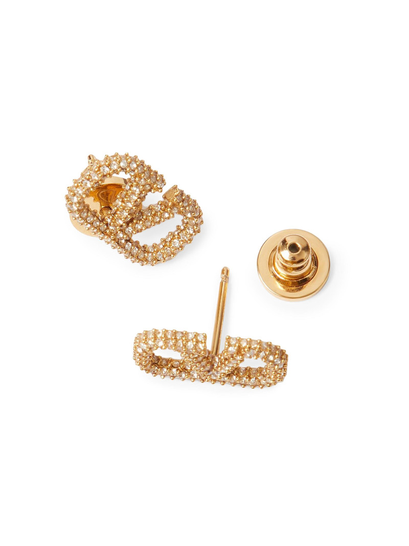 Women's Vlogo Signature Stud Earrings in Metal and Swarovski Crystals - Gold Crystal Silver 4