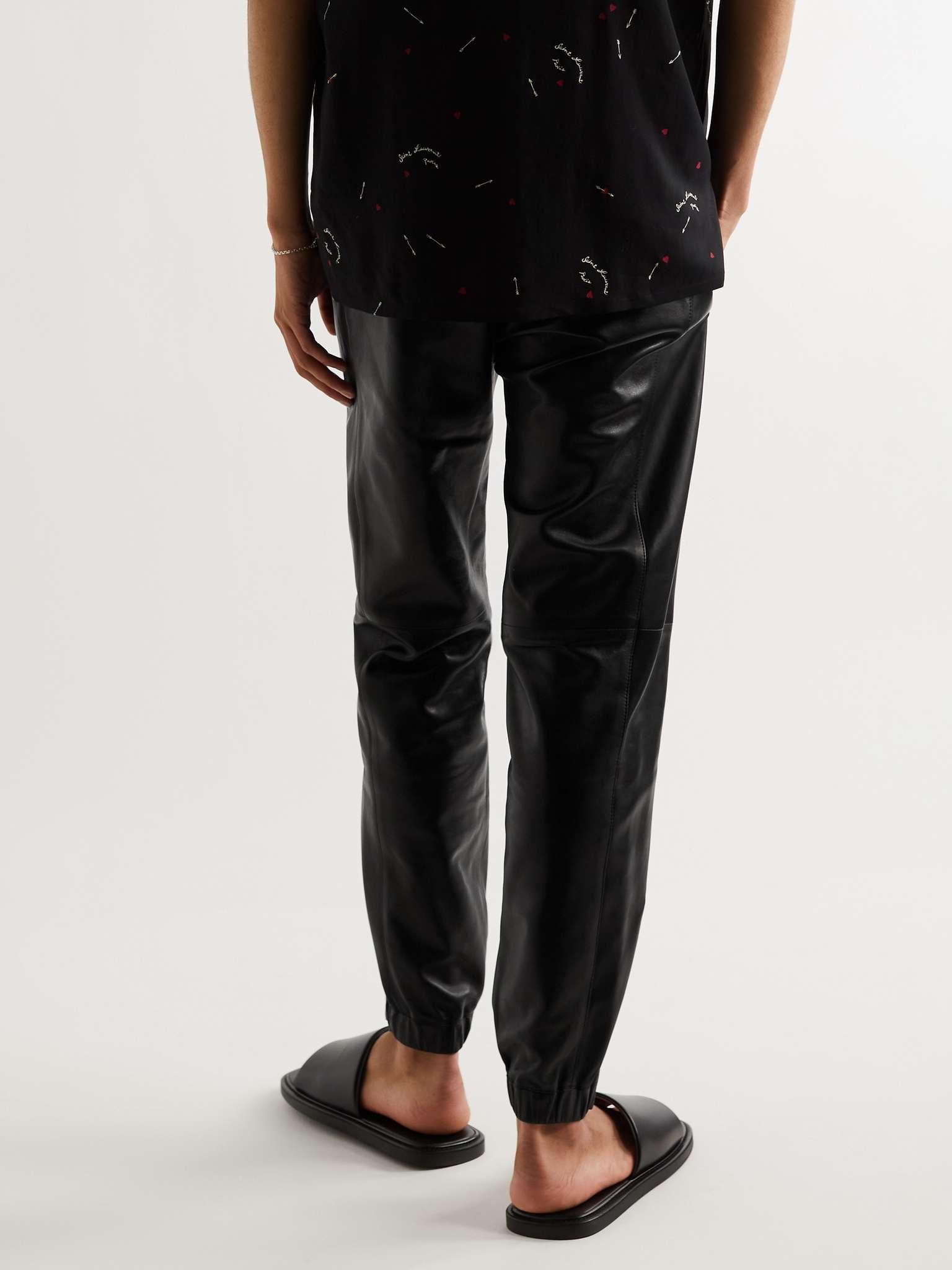 Tapered Leather Sweatpants - 4