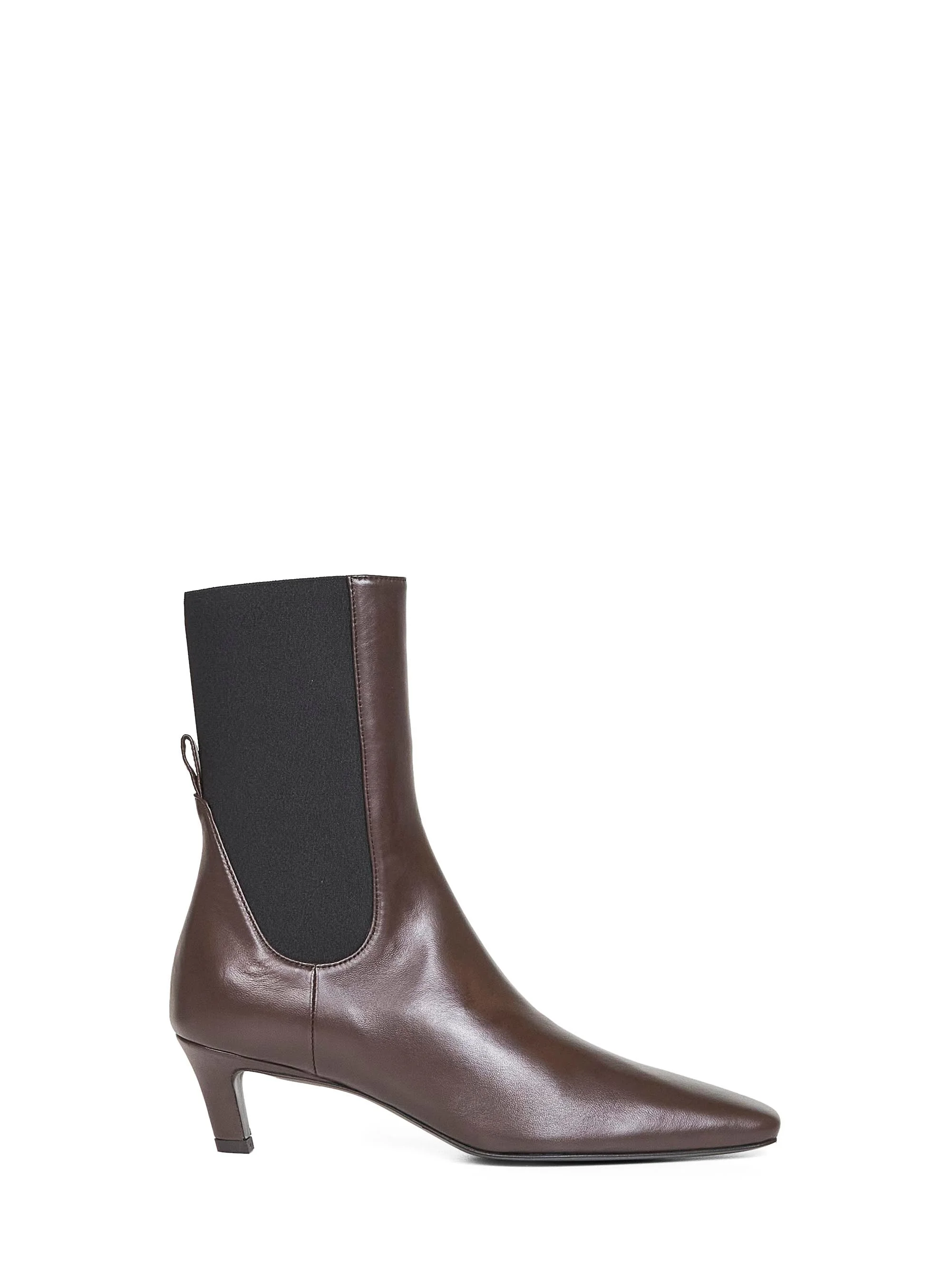Brown leather mid-heel ankle boots - 1
