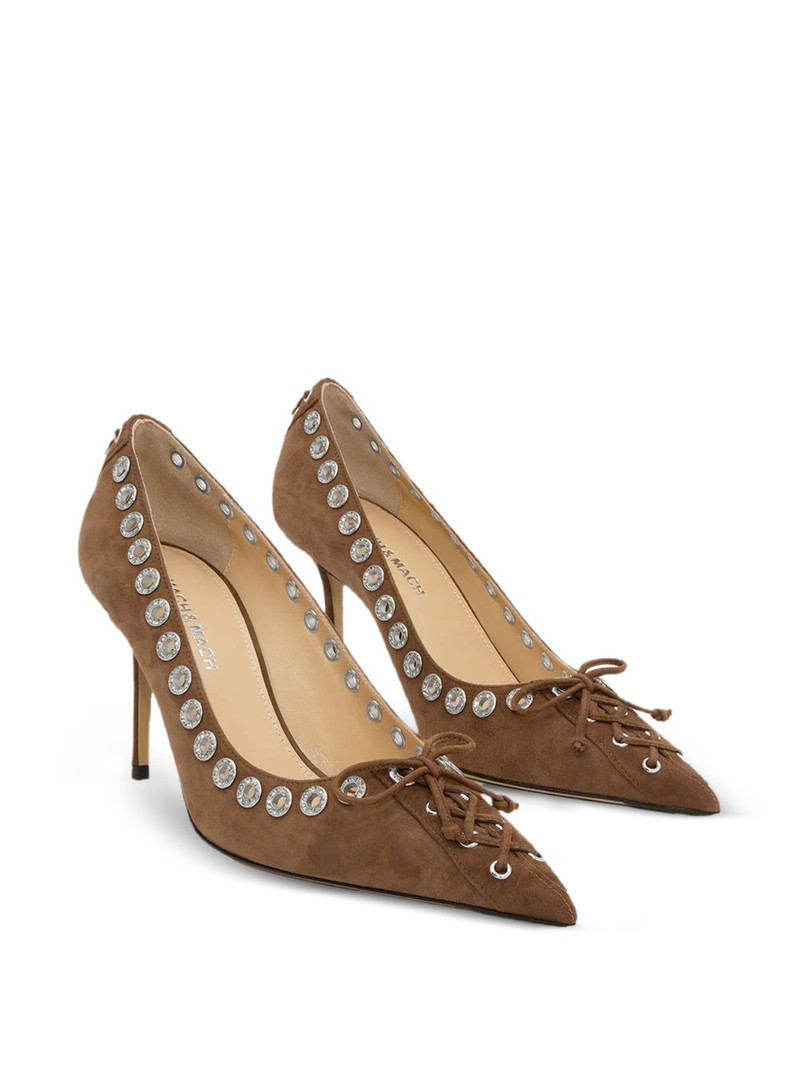 MACH & MACH Crystalized Corset pointed-toe suede heeled pumps outlook