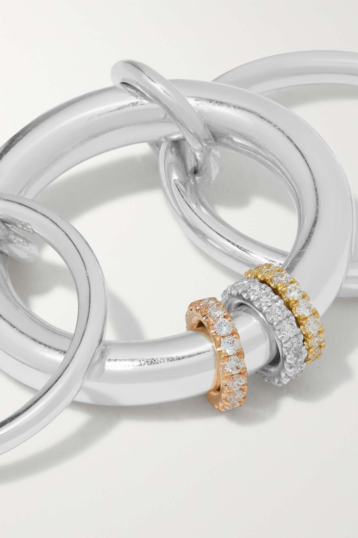 Gemini set of three 18-karat white, yellow and rose gold diamond rings - 4