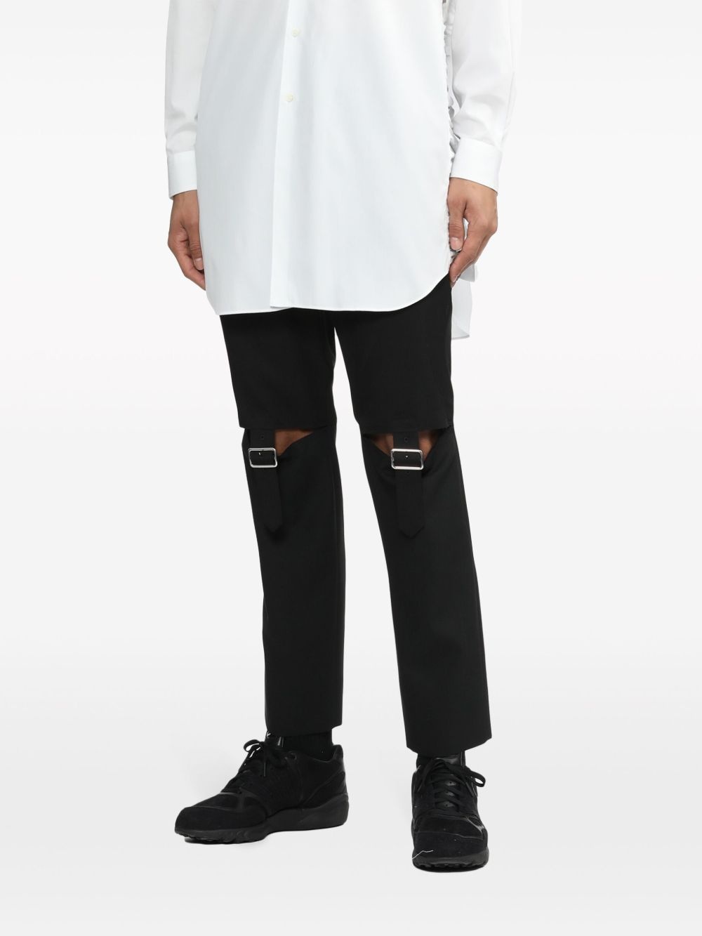strap-detail straight-leg trousers - 3