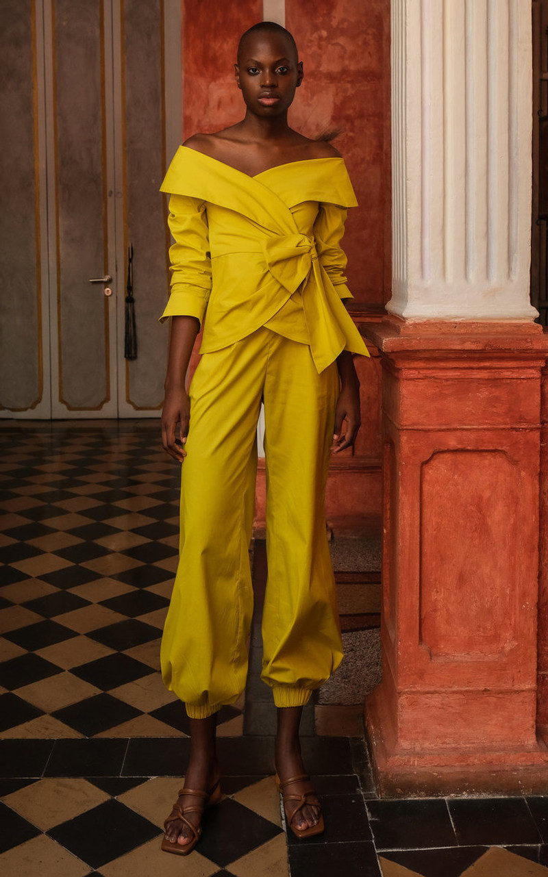 ANDRES OTALORA Hana Stretch-Cotton Pants green outlook