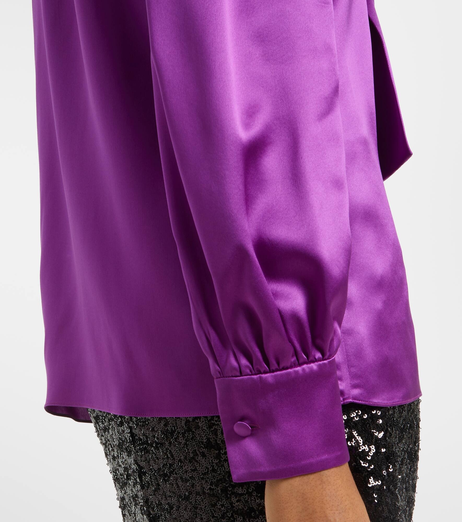 Tie-neck silk satin blouse - 5