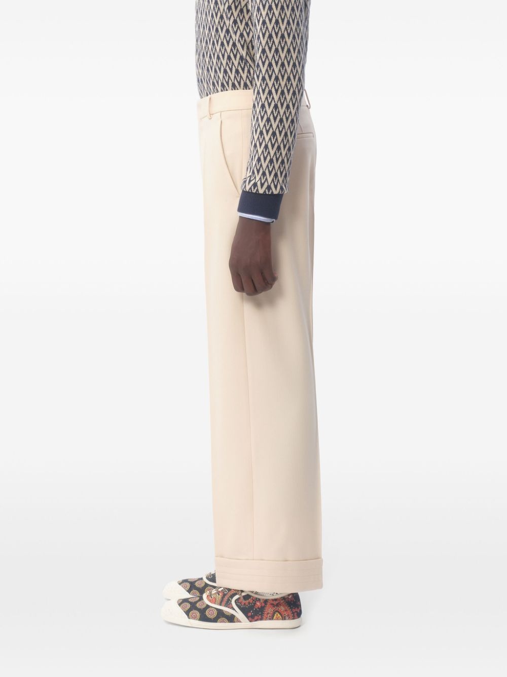 turn-up gabardine trousers - 4