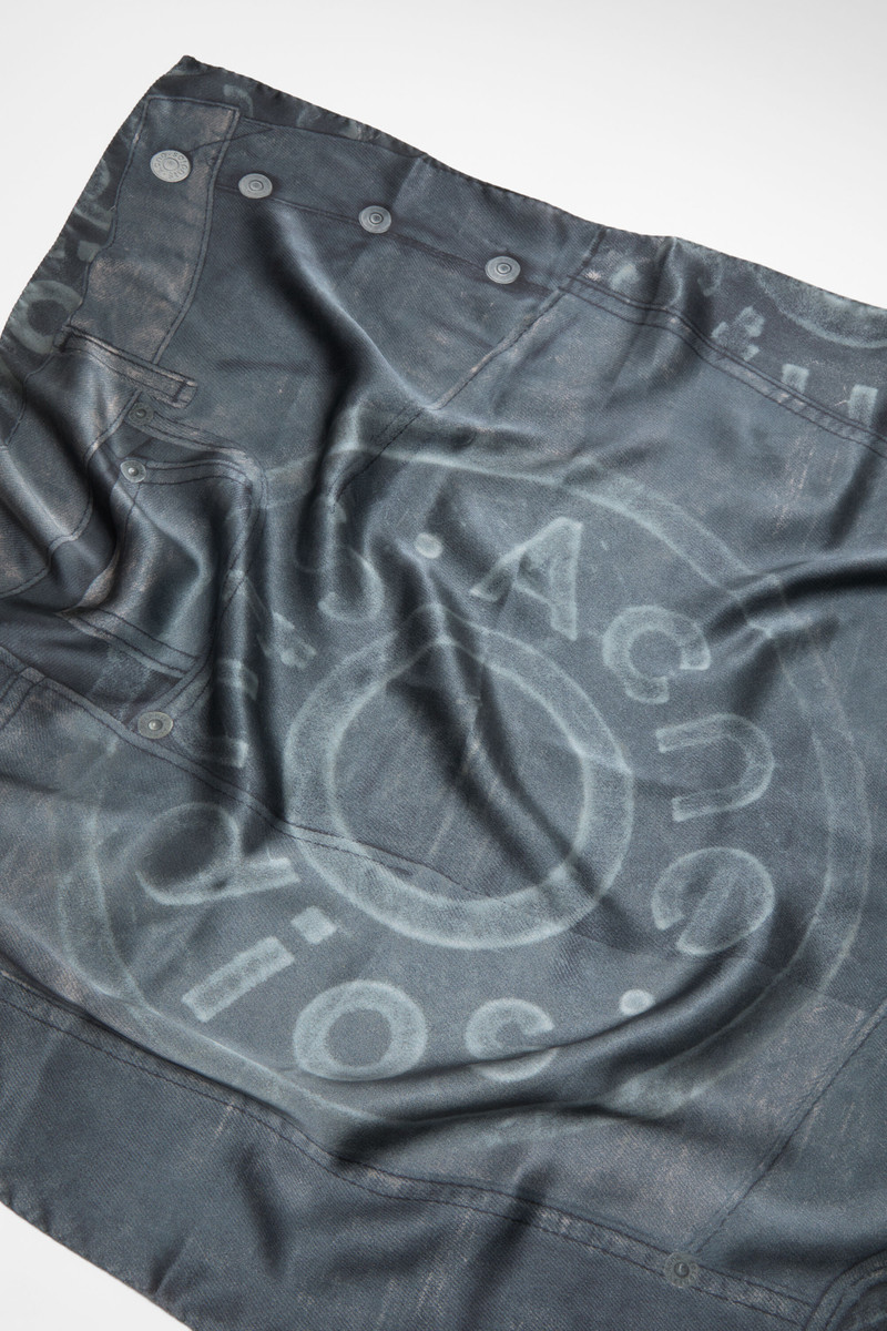 Printed silk scarf - Dark Blue 3