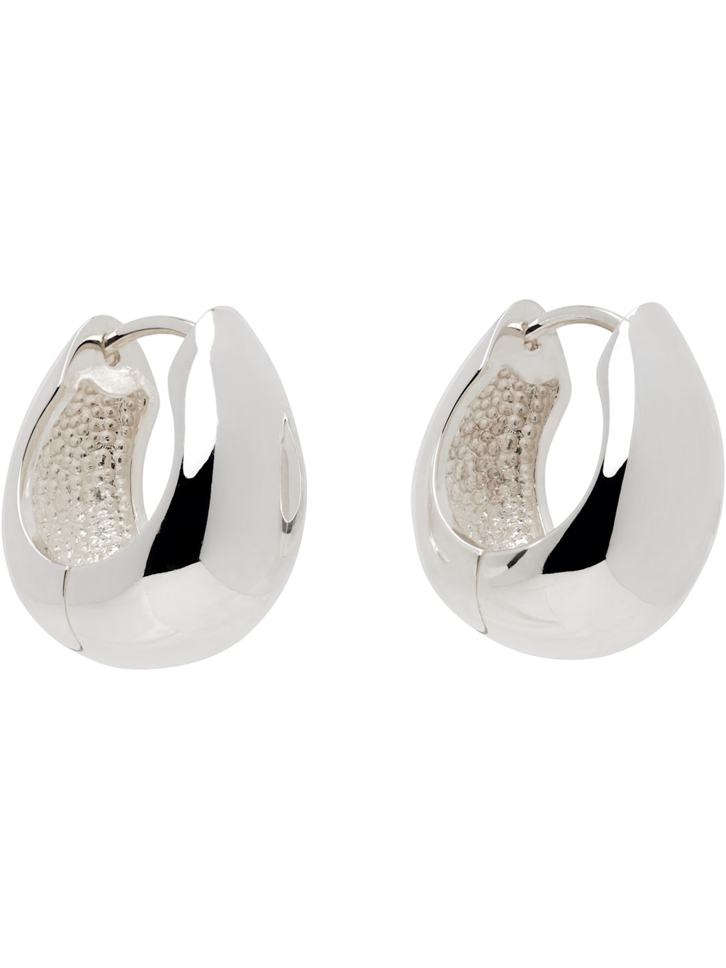 Silver Hinged Hoop Earrings - 2