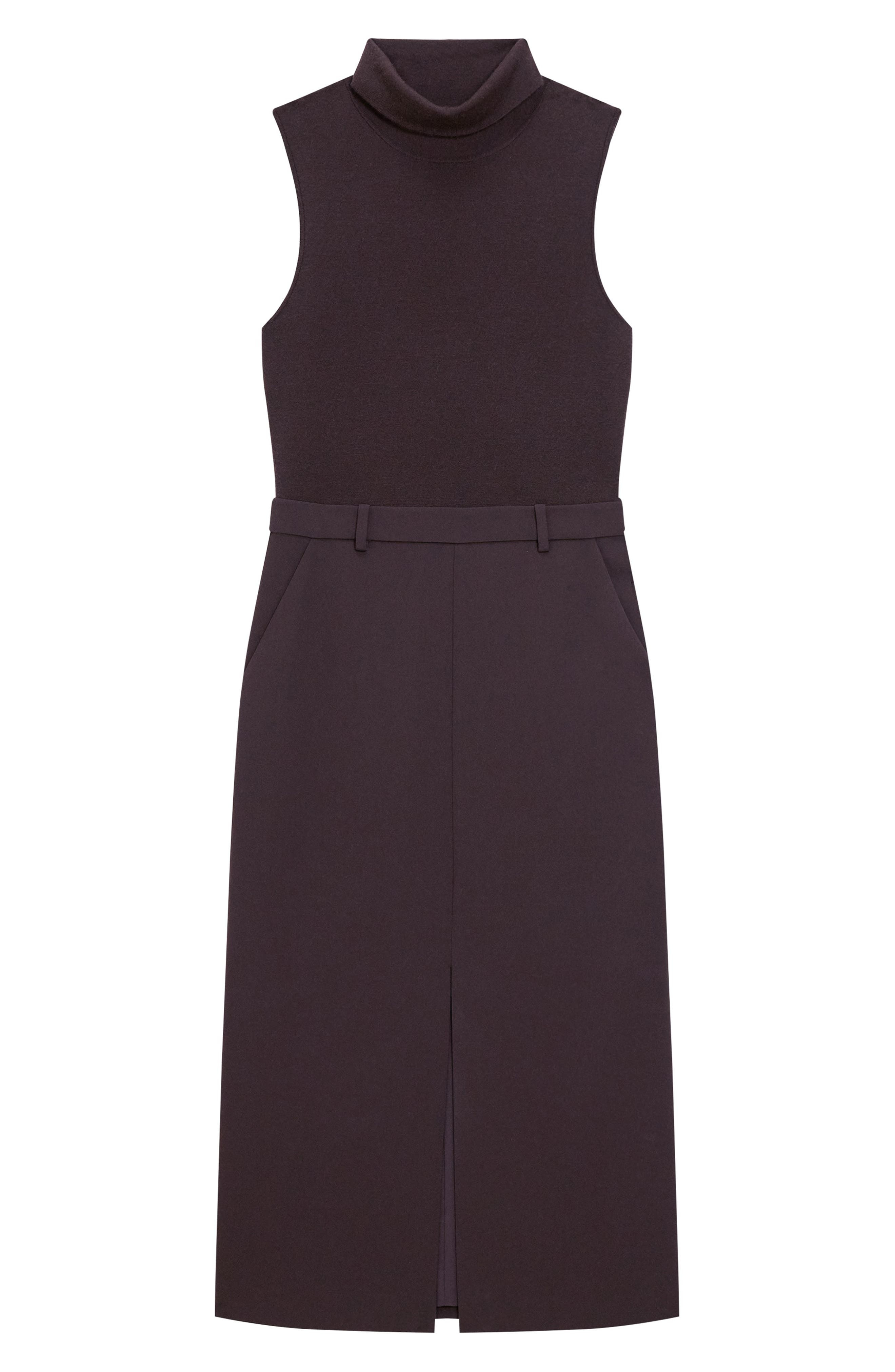 Theory Sleeveless Turtleneck Midi Dress in Dark Cacao at Nordstrom - 5