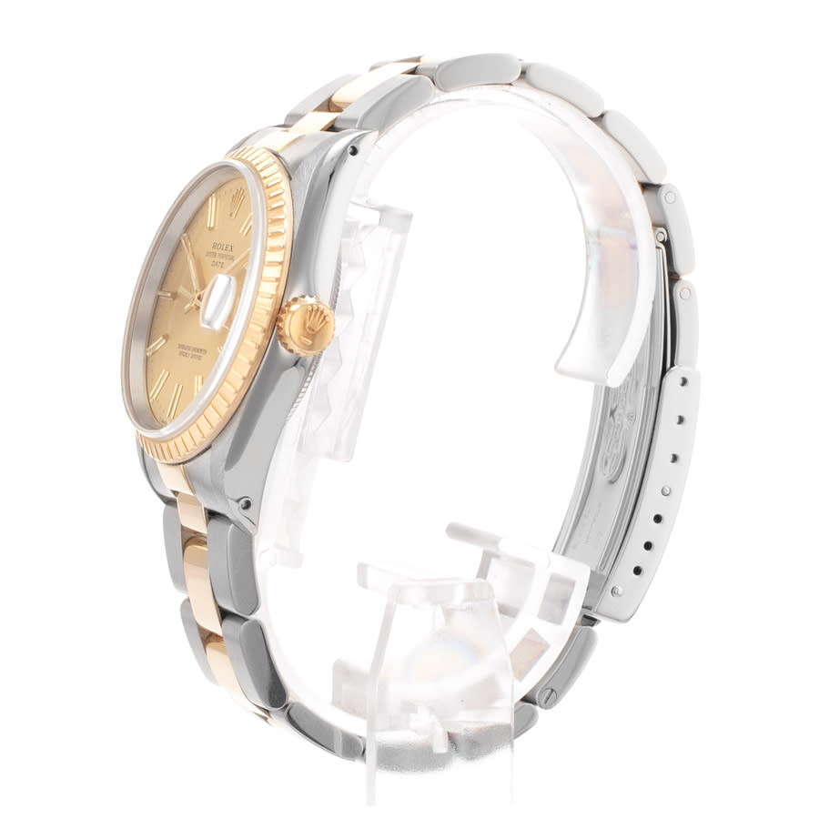 Pre-owned Rolex Oyster Perpetual Date 34 Automatic Chronometer Champagne Dial Men's Watch 15223 CSO - 5