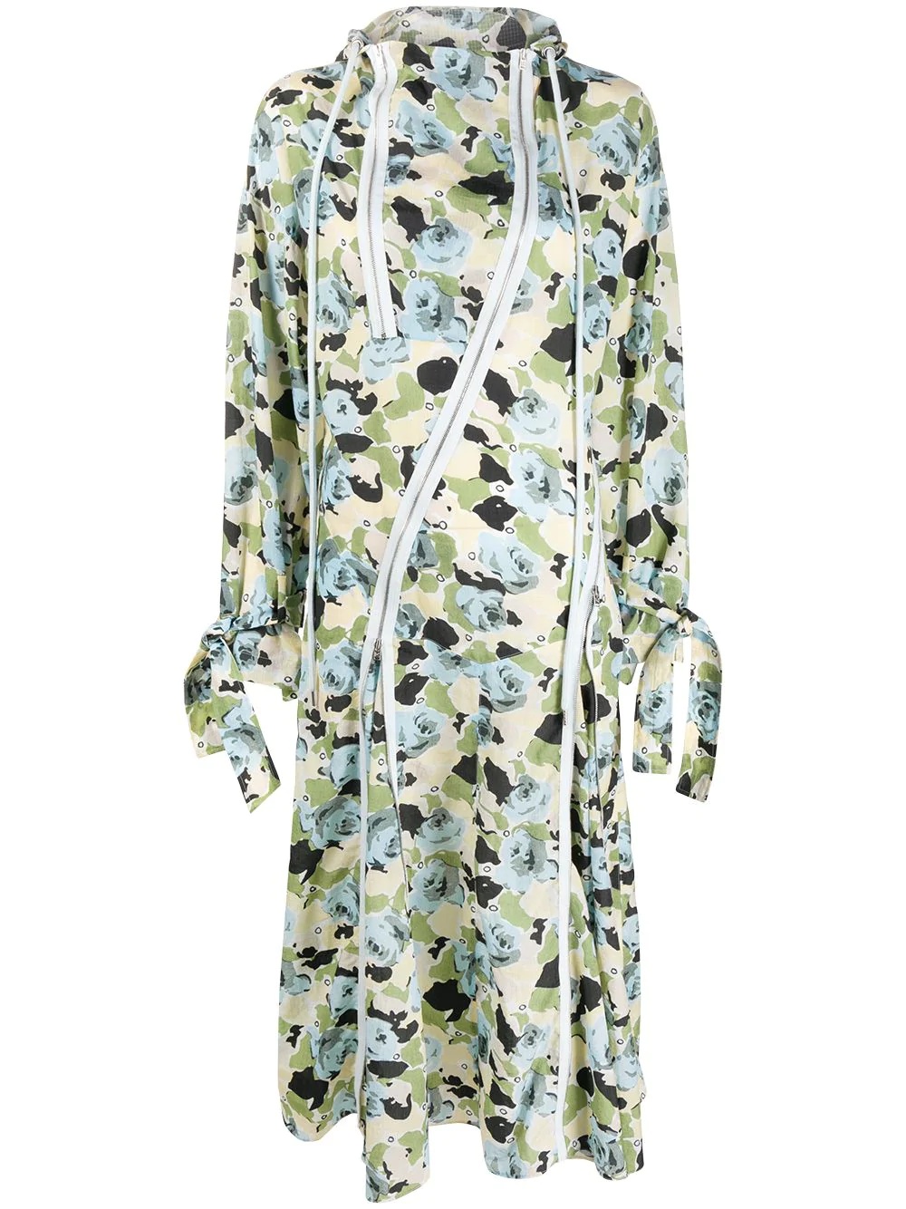 floral print hooded dress - 1