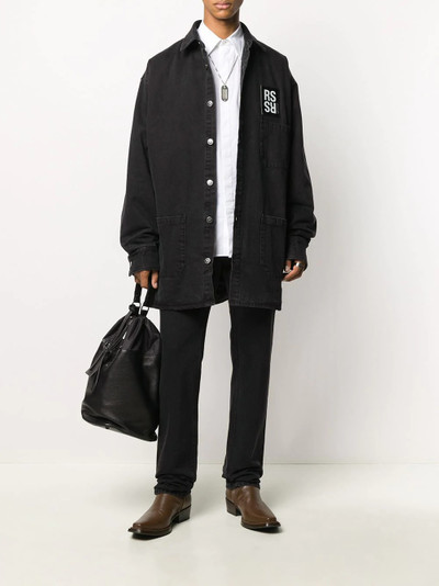 Raf Simons logo patch oversized denim shirt outlook