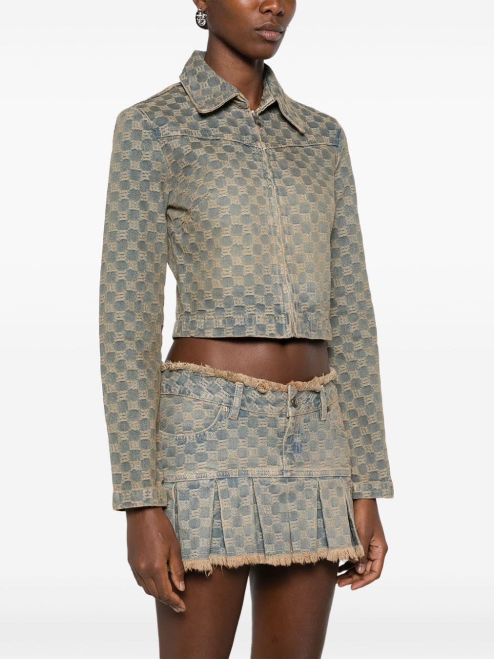 monogram-jacquard denim jacket - 3