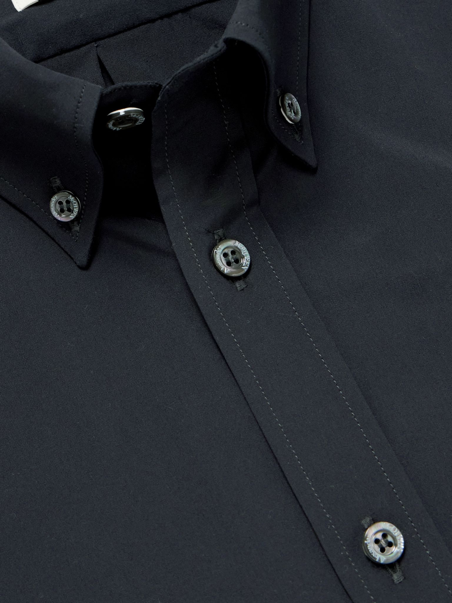 Brad Pitt Button-Down Collar Cotton-Blend Poplin Shirt Black - 5