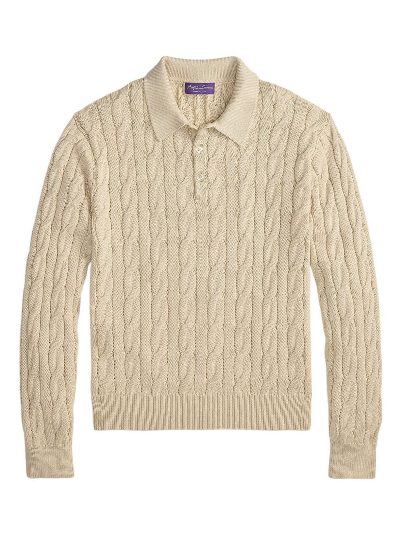 cable-knit polo sweater 1