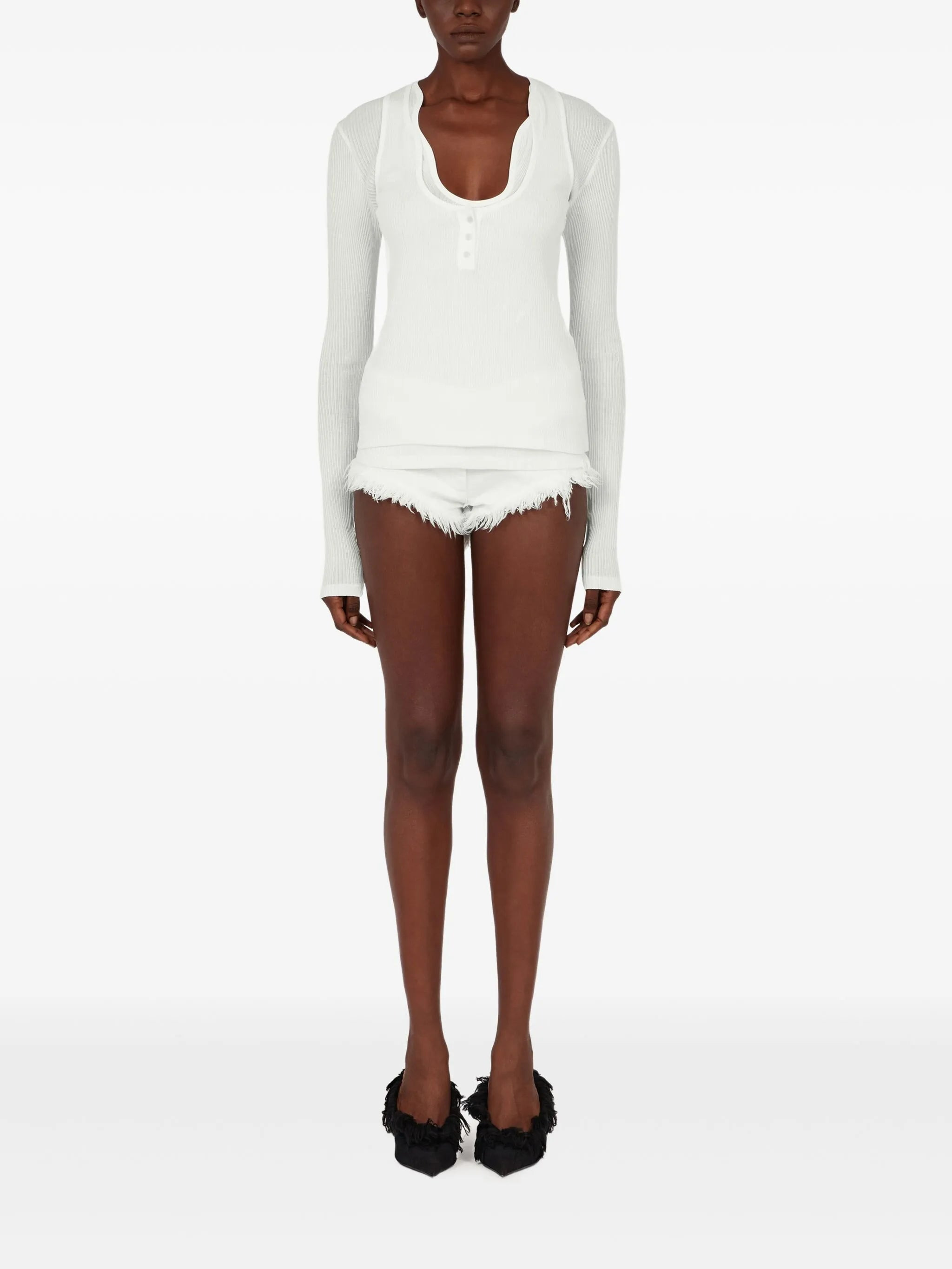 rippled-neckline sweater - 2